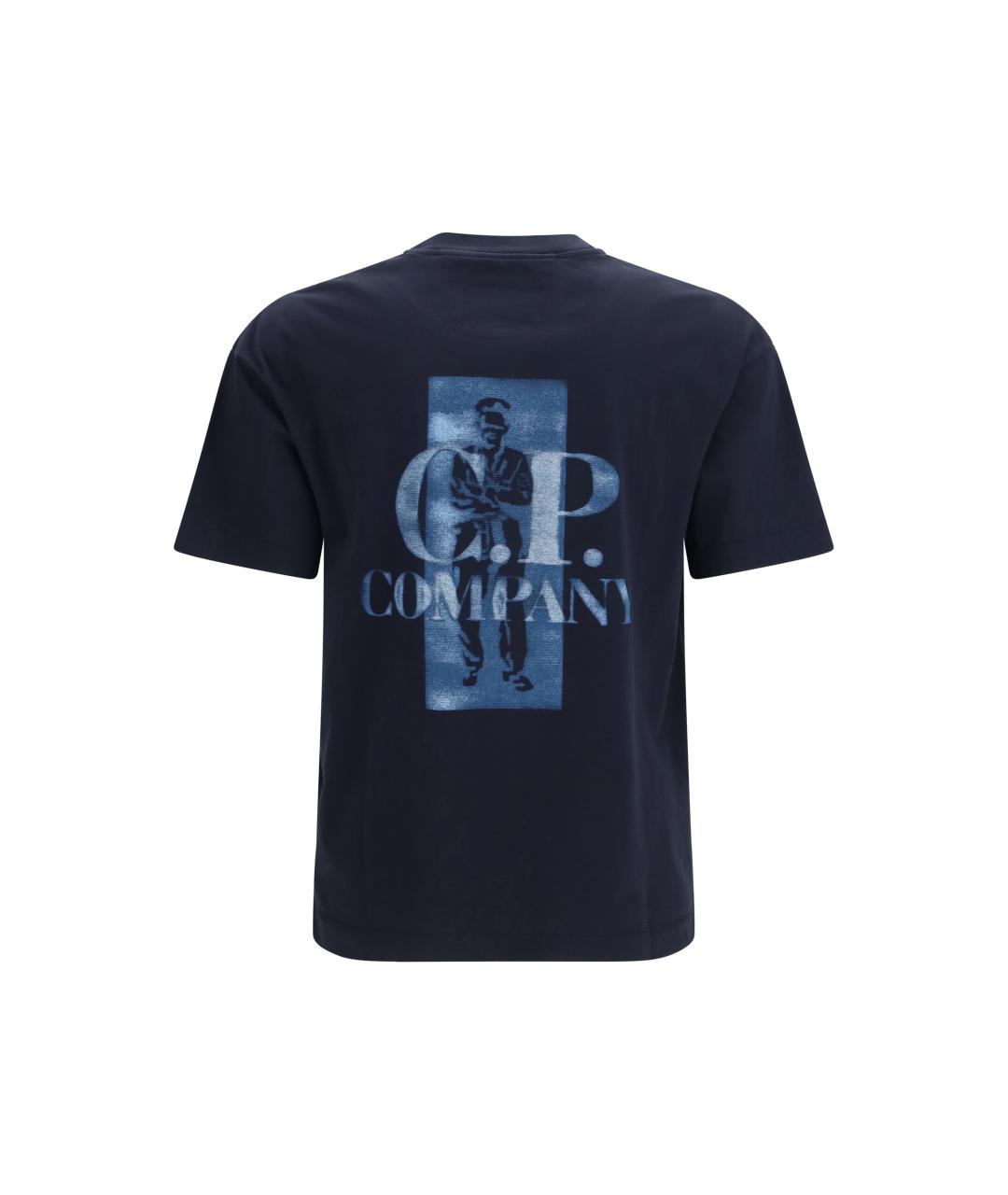 CP COMPANY Темно-синяя хлопковая футболка, фото 2