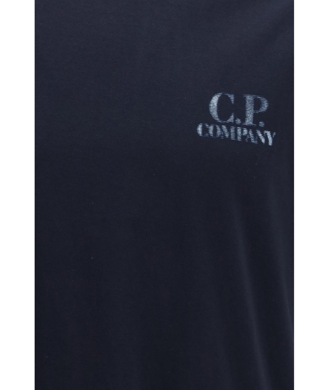 CP COMPANY Темно-синяя хлопковая футболка, фото 3