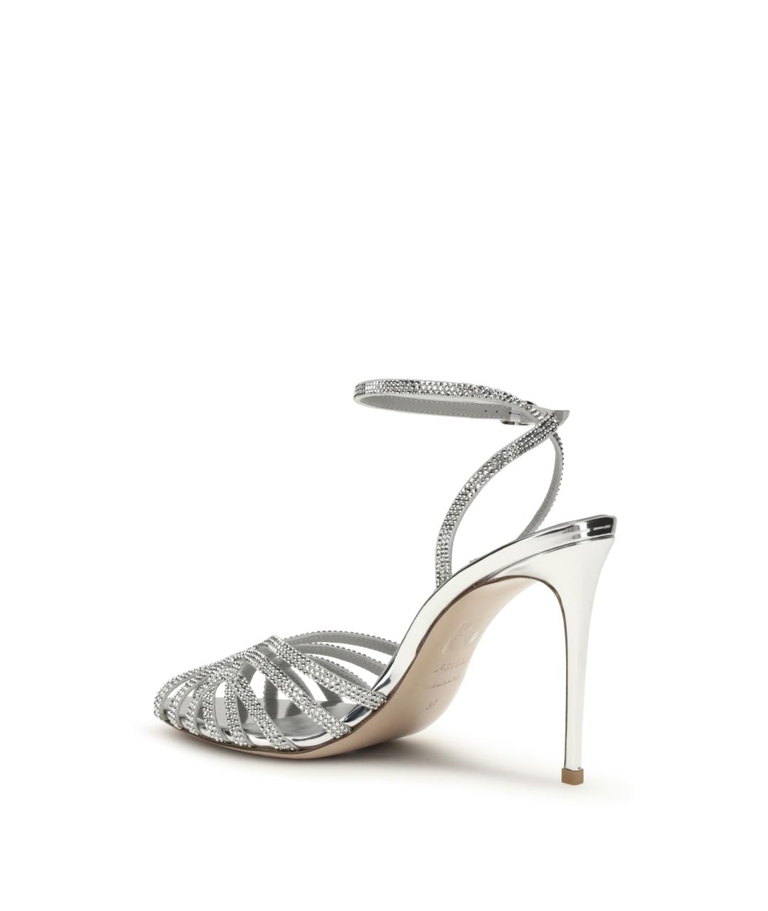 LE SILLA Серебряные кожаные босоножки, фото 3