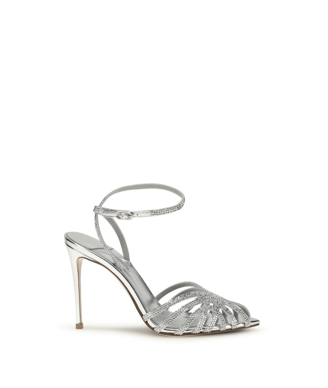 LE SILLA Серебряные кожаные босоножки, фото 1