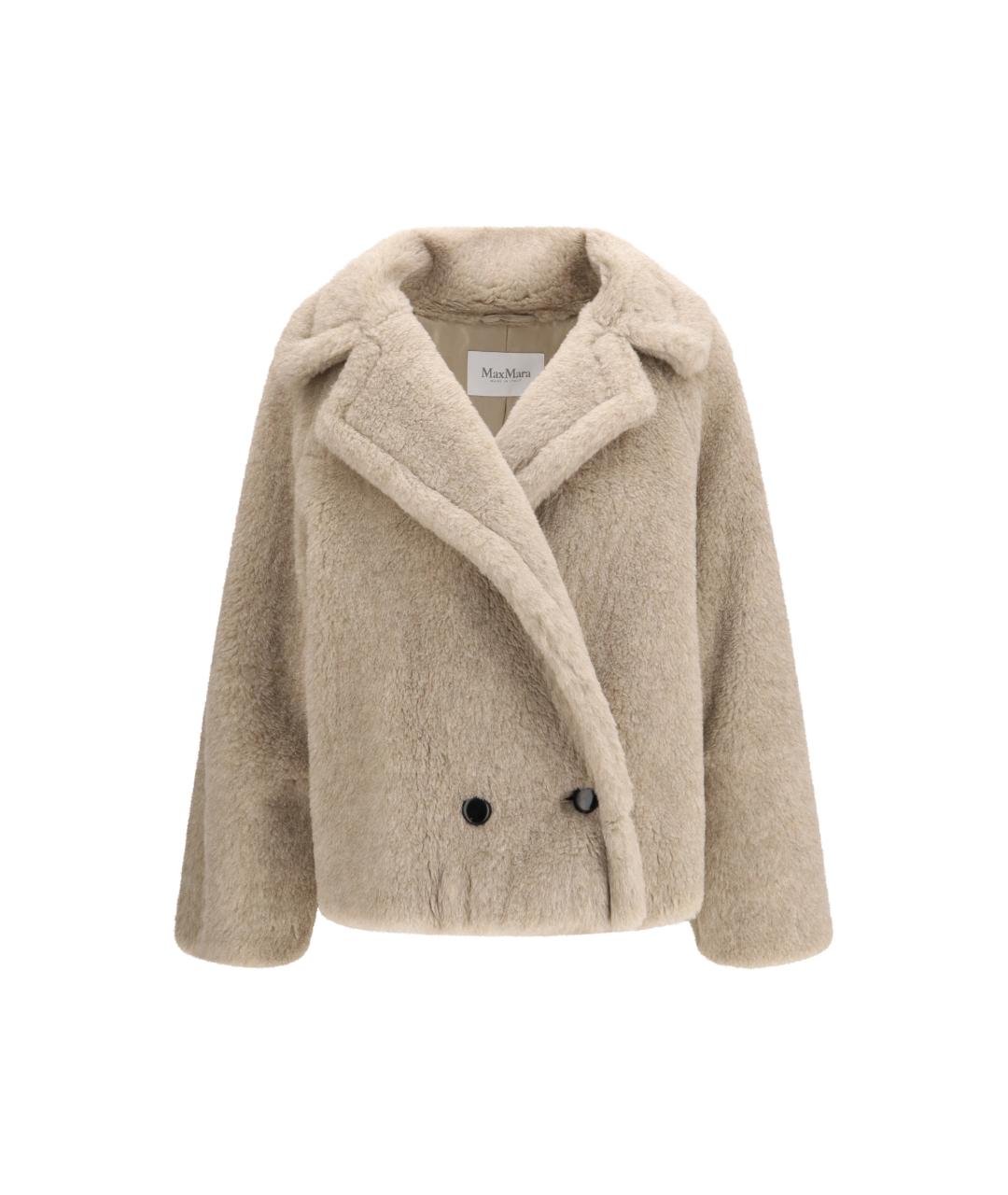 MAX MARA Бежевая шерстяная шуба, фото 1