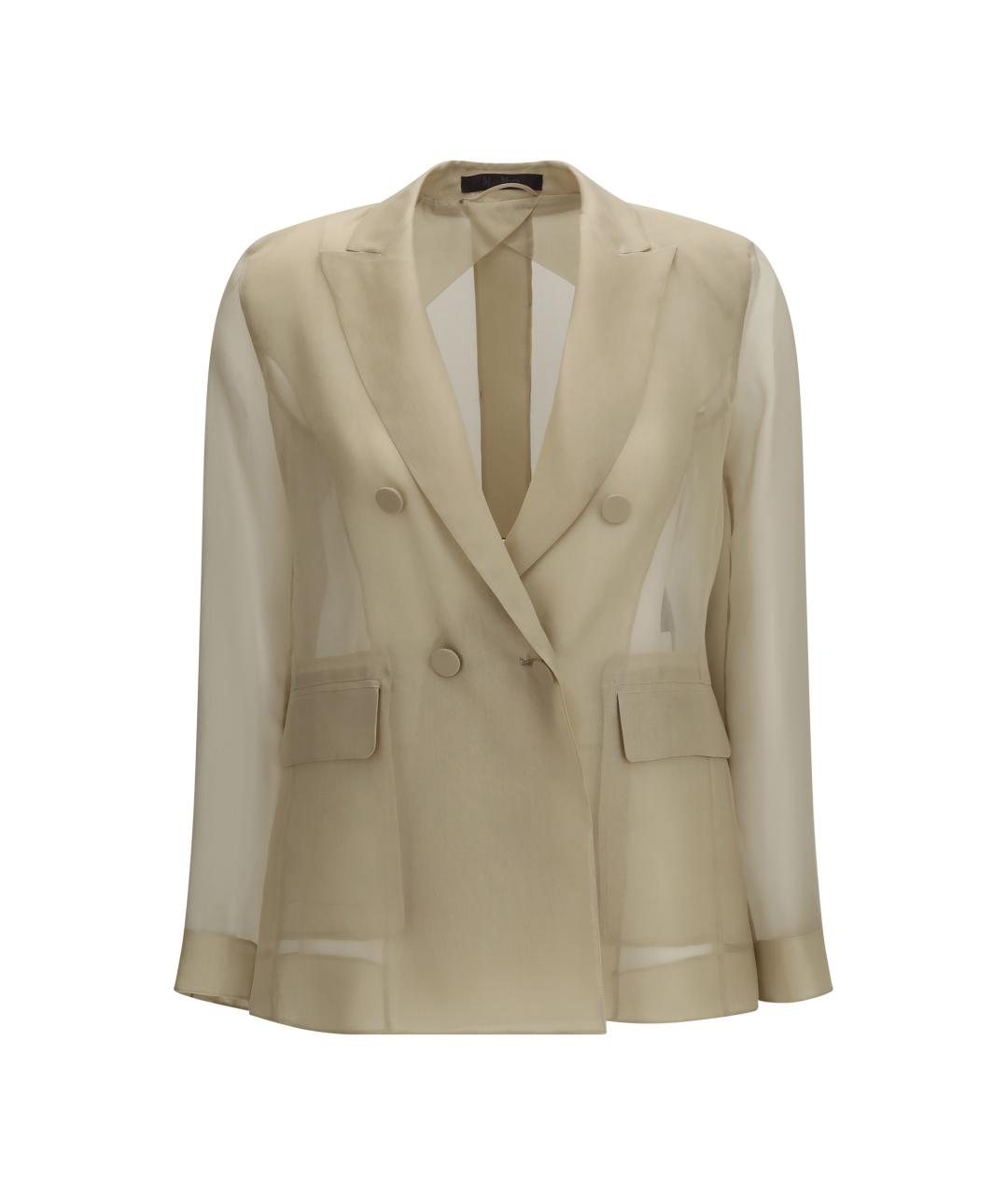 MAX MARA Бежевый шелковый жакет/пиджак, фото 1