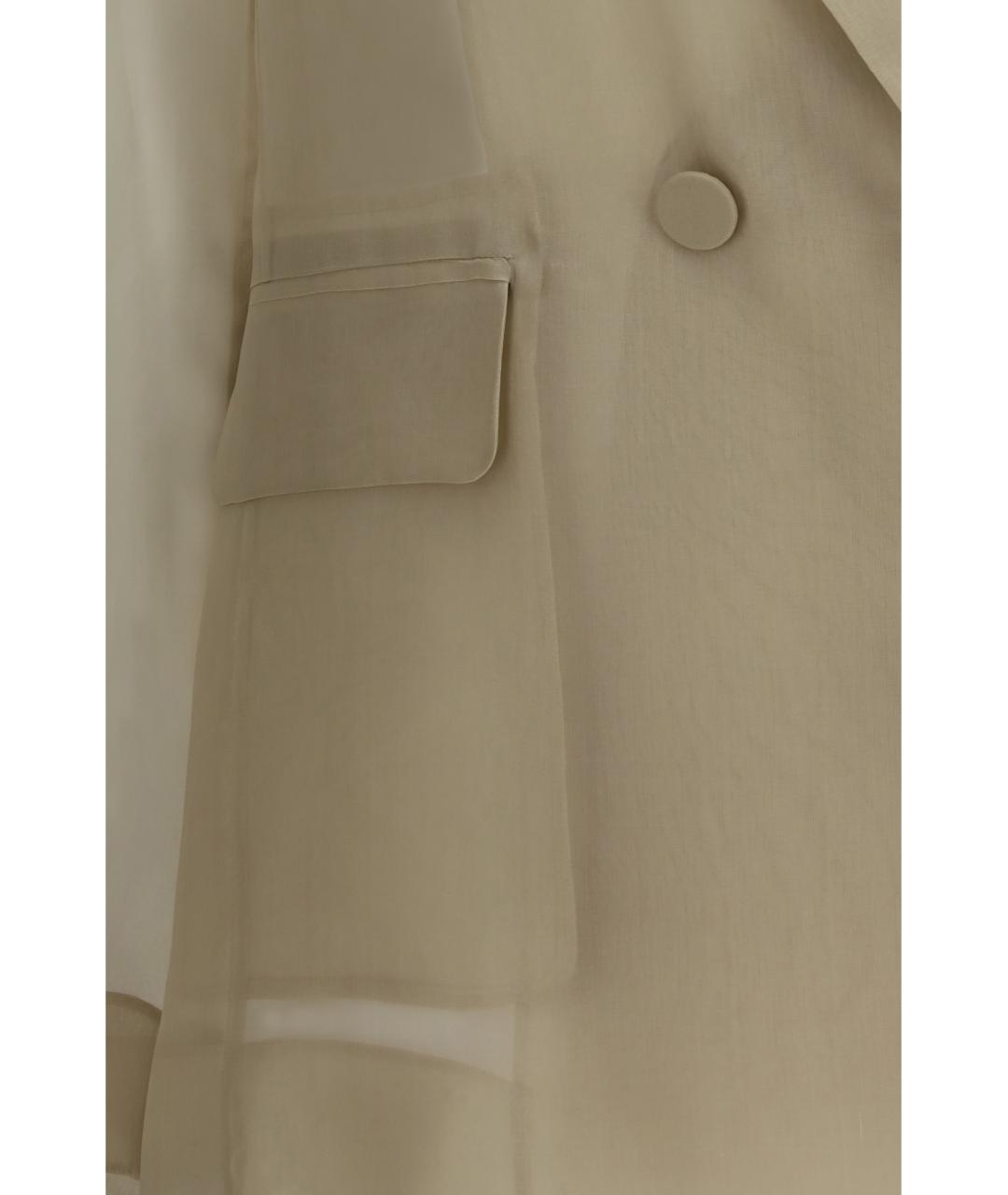 MAX MARA Бежевый шелковый жакет/пиджак, фото 3