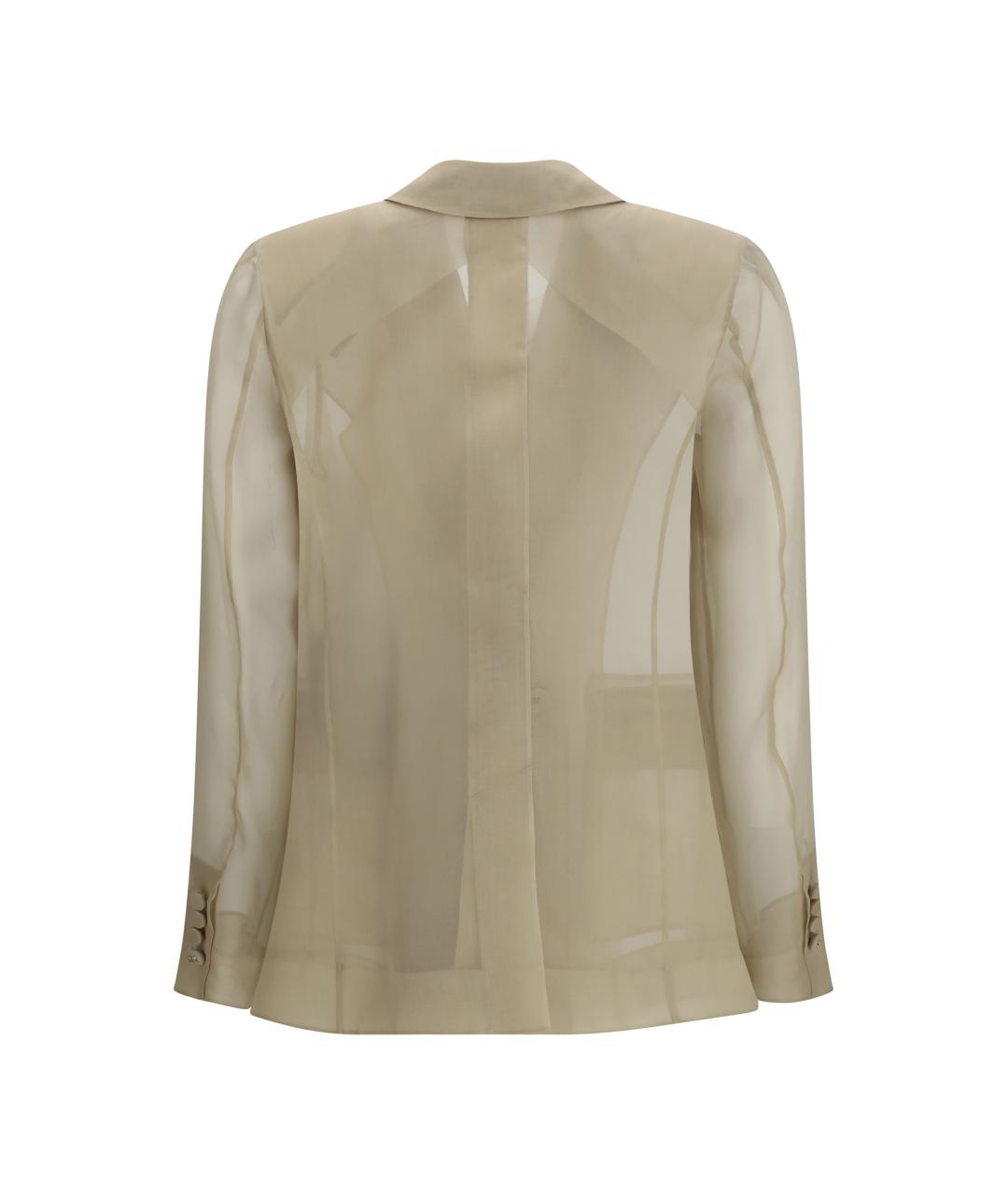 MAX MARA Бежевый шелковый жакет/пиджак, фото 2