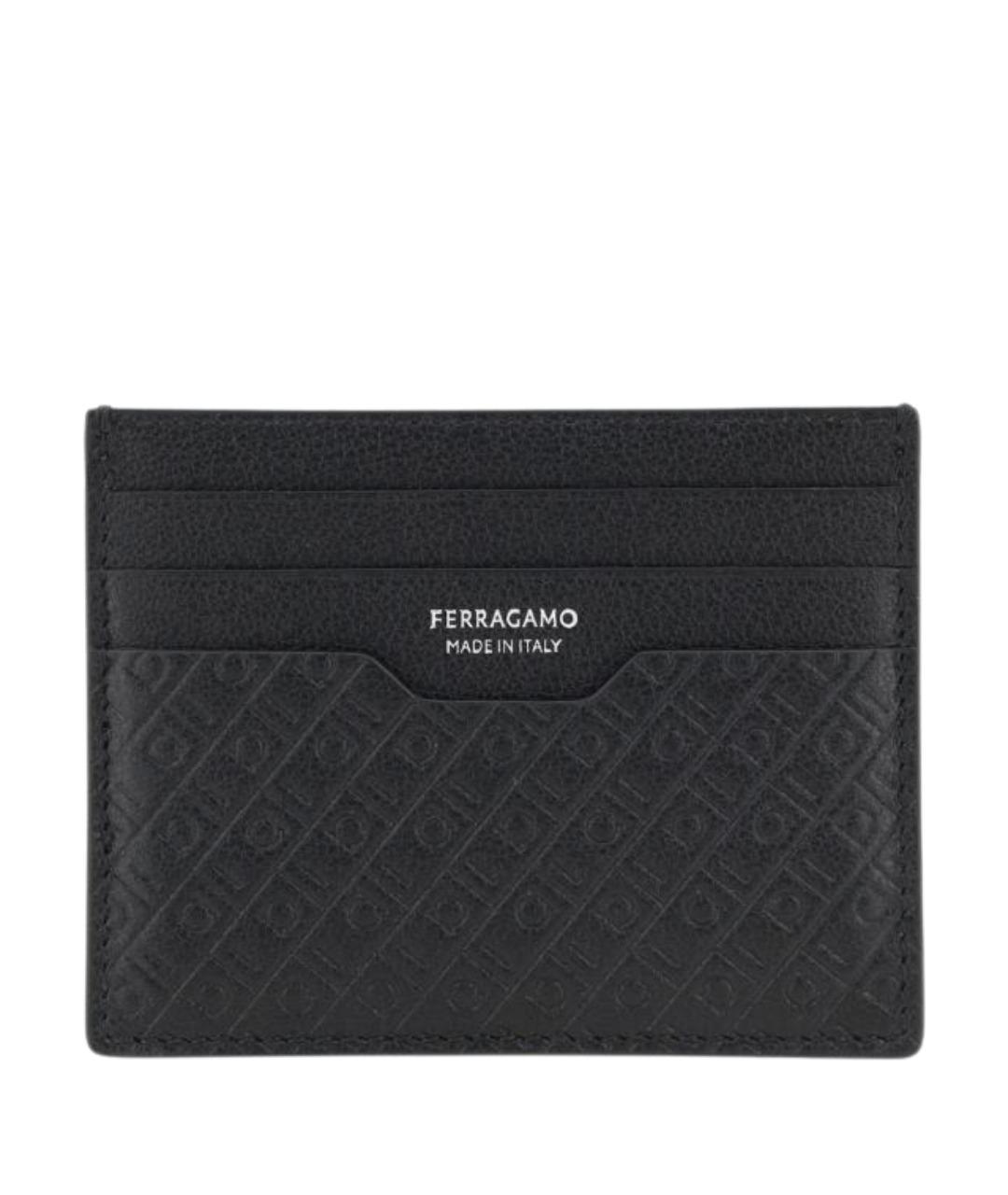 FERRAGAMO Черный кожаный кардхолдер, фото 1