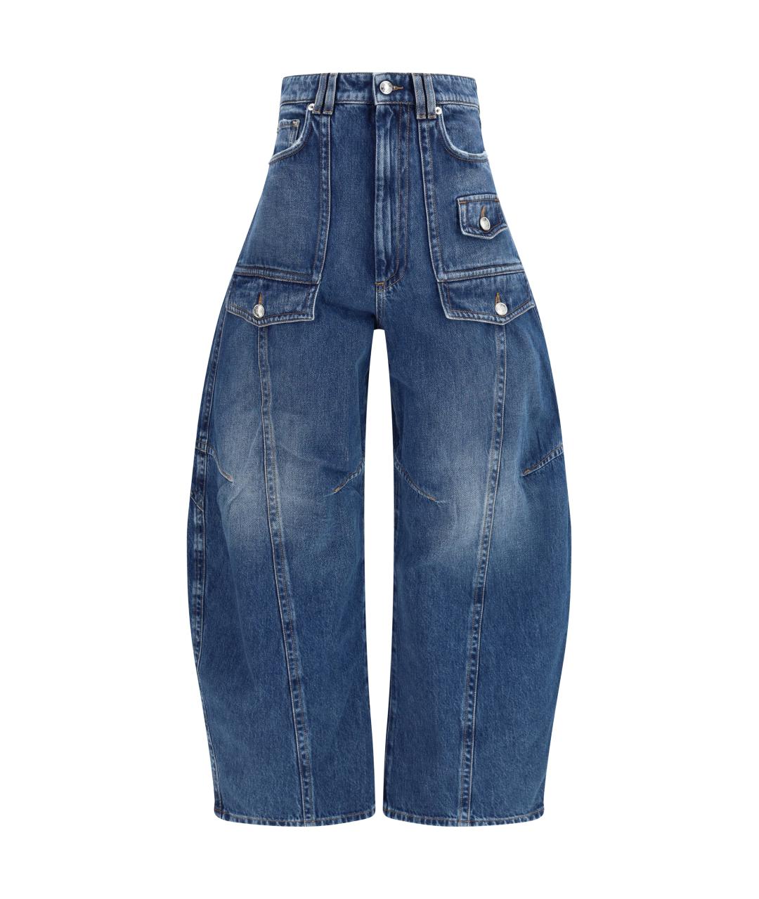 SPORTMAX Синие хлопковые прямые джинсы, фото 1