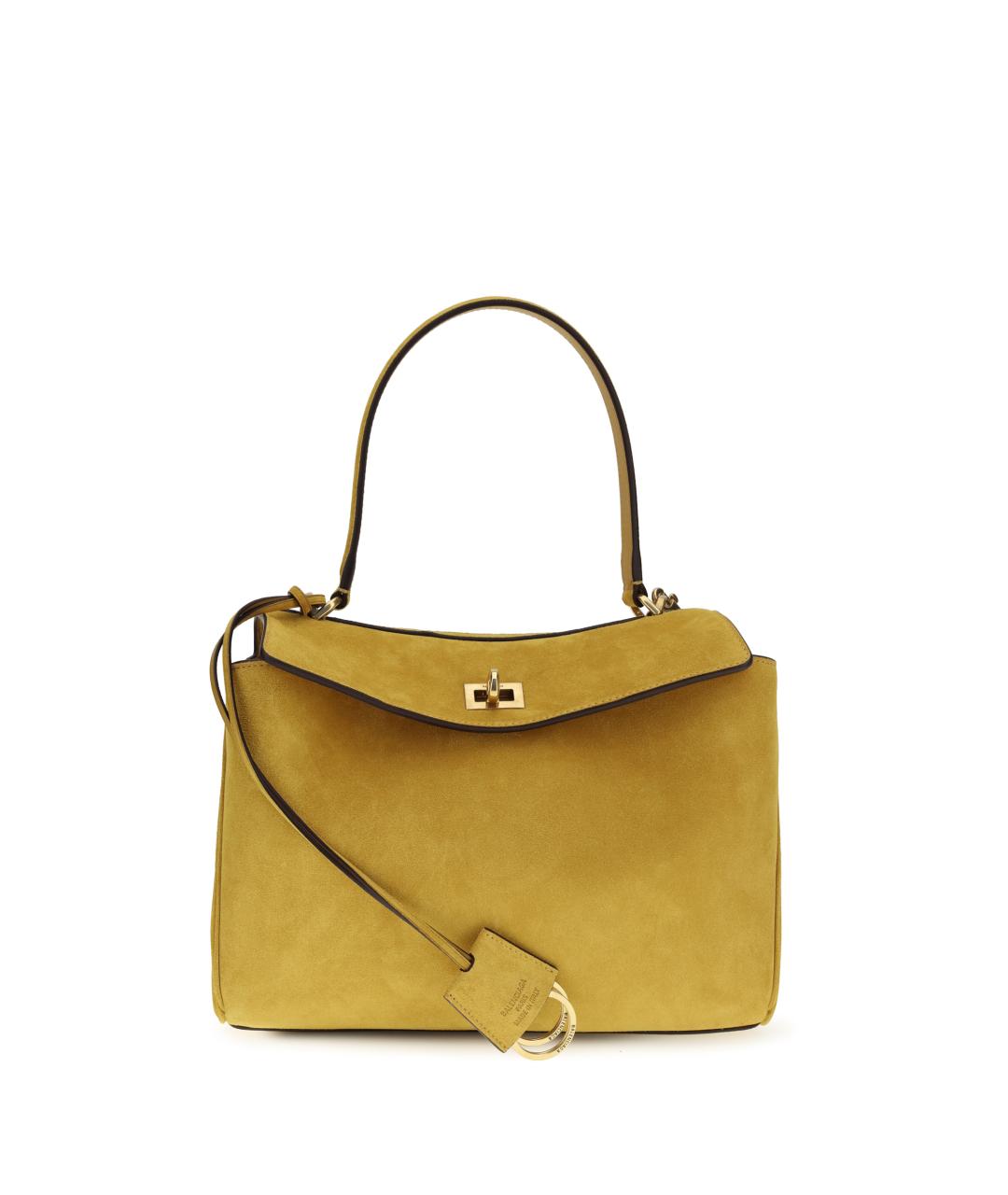 BALENCIAGA Горчичная кожаная сумка тоут, фото 1