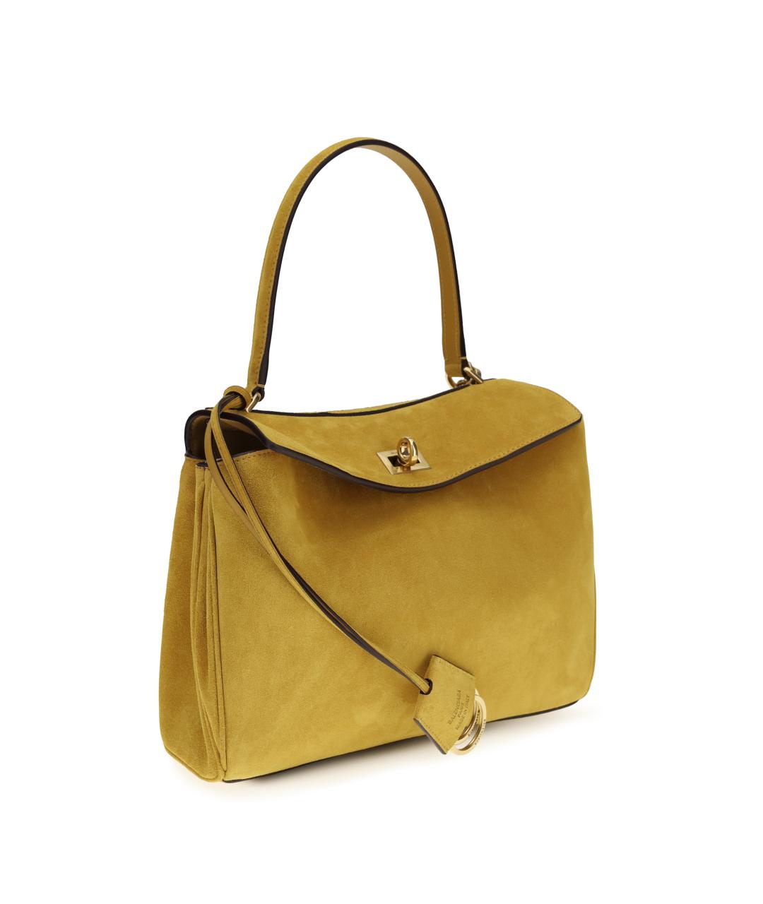 BALENCIAGA Горчичная кожаная сумка тоут, фото 2