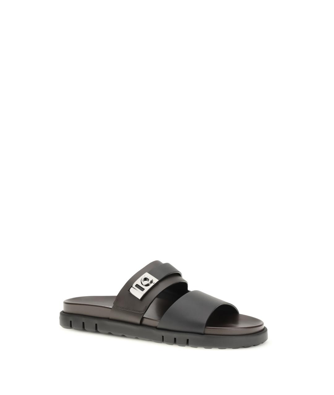 FERRAGAMO Черные кожаные сандалии, фото 2