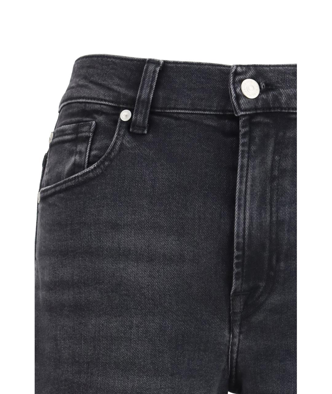 7 FOR ALL MANKIND Черные хлопко-лиоцелловые прямые джинсы, фото 3