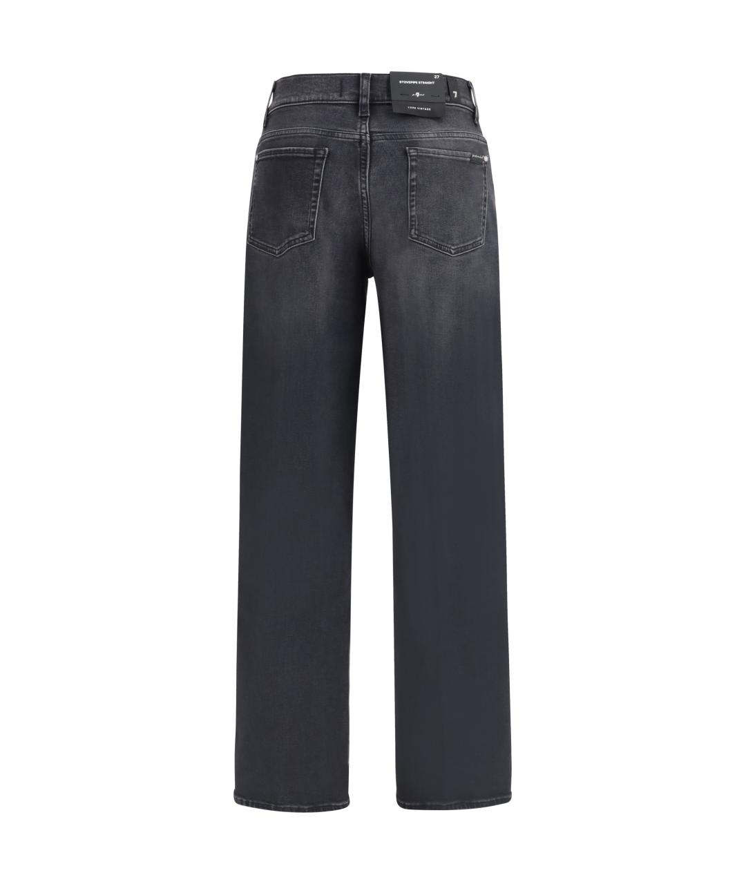7 FOR ALL MANKIND Черные хлопко-лиоцелловые прямые джинсы, фото 2