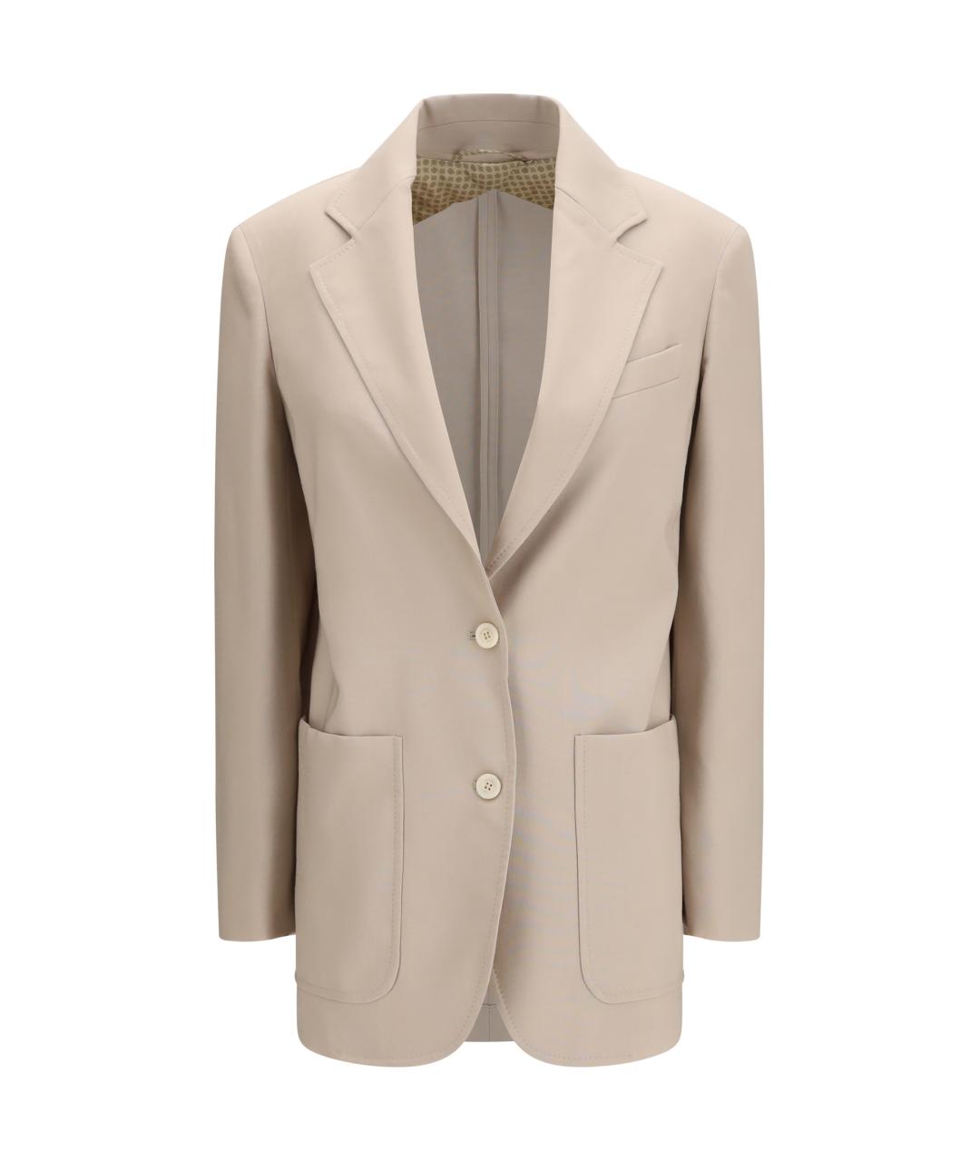 MAX MARA Бежевый шерстяной жакет/пиджак, фото 1
