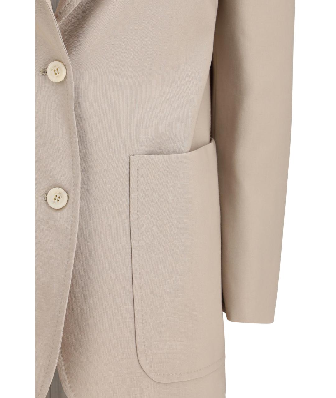 MAX MARA Бежевый шерстяной жакет/пиджак, фото 3