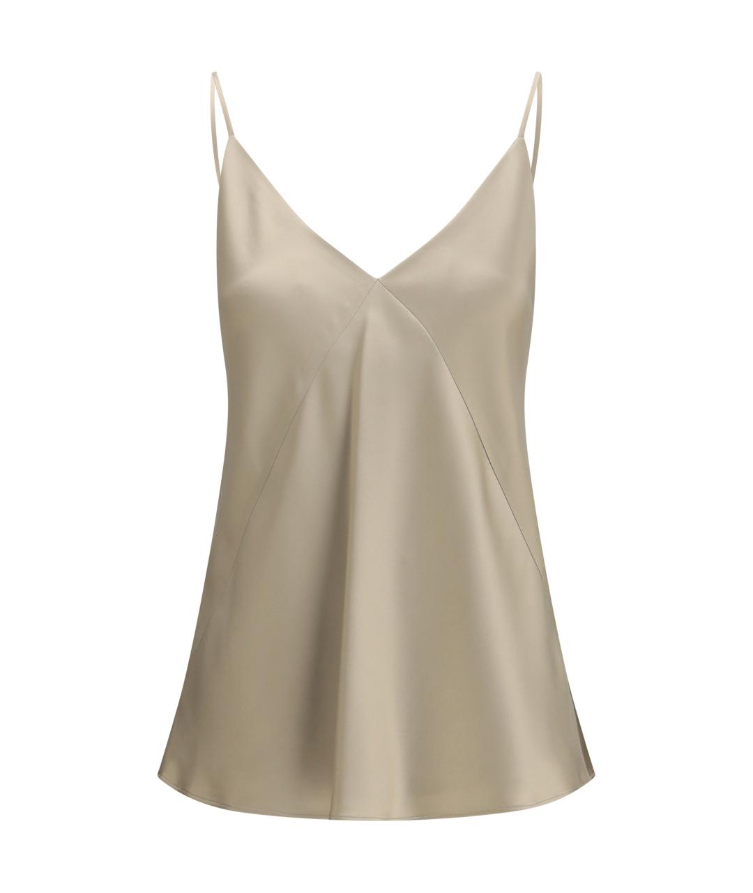 MAX MARA Бежевая шелковая майка, фото 1