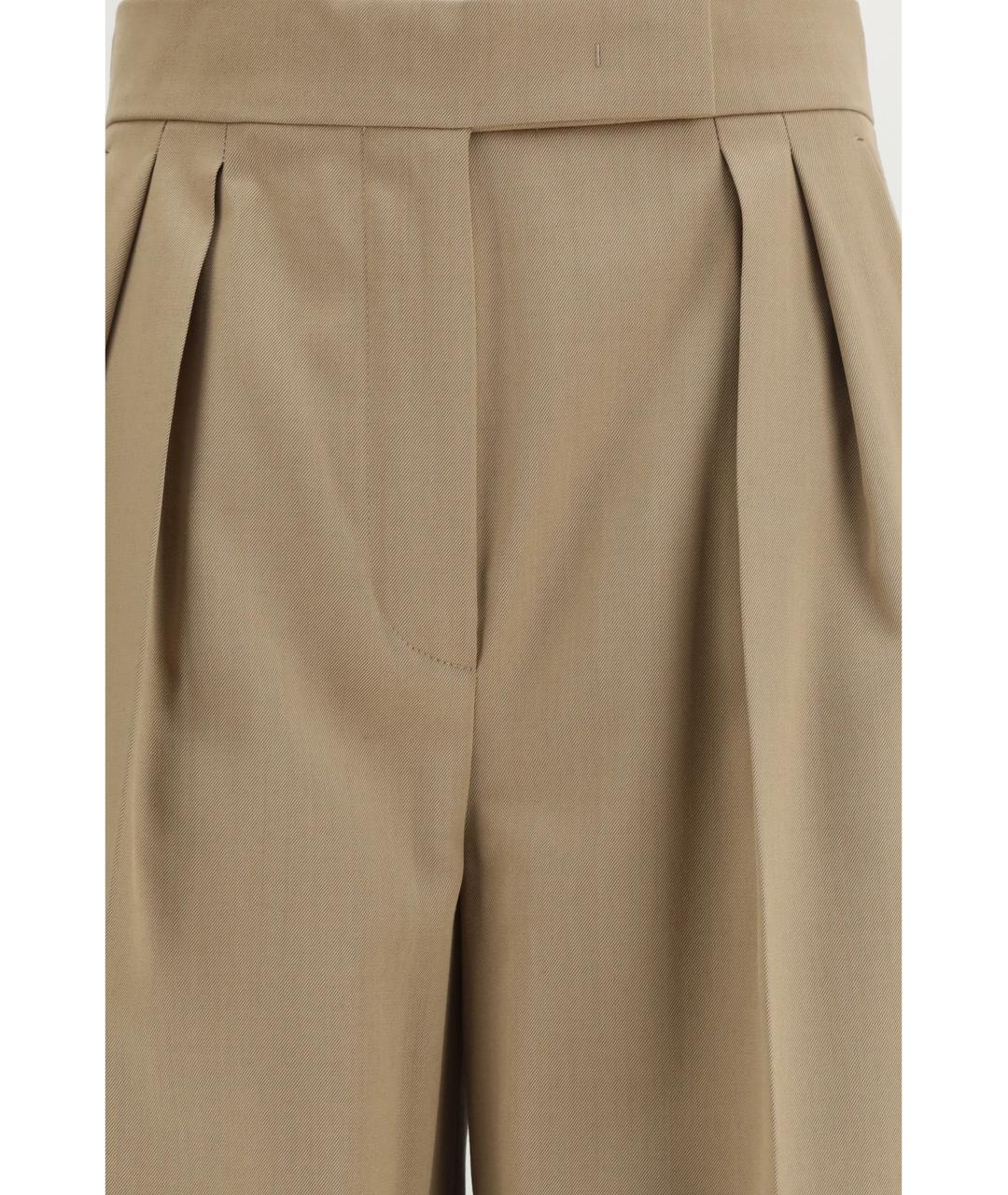 MAX MARA Бежевые шерстяные брюки широкие, фото 3