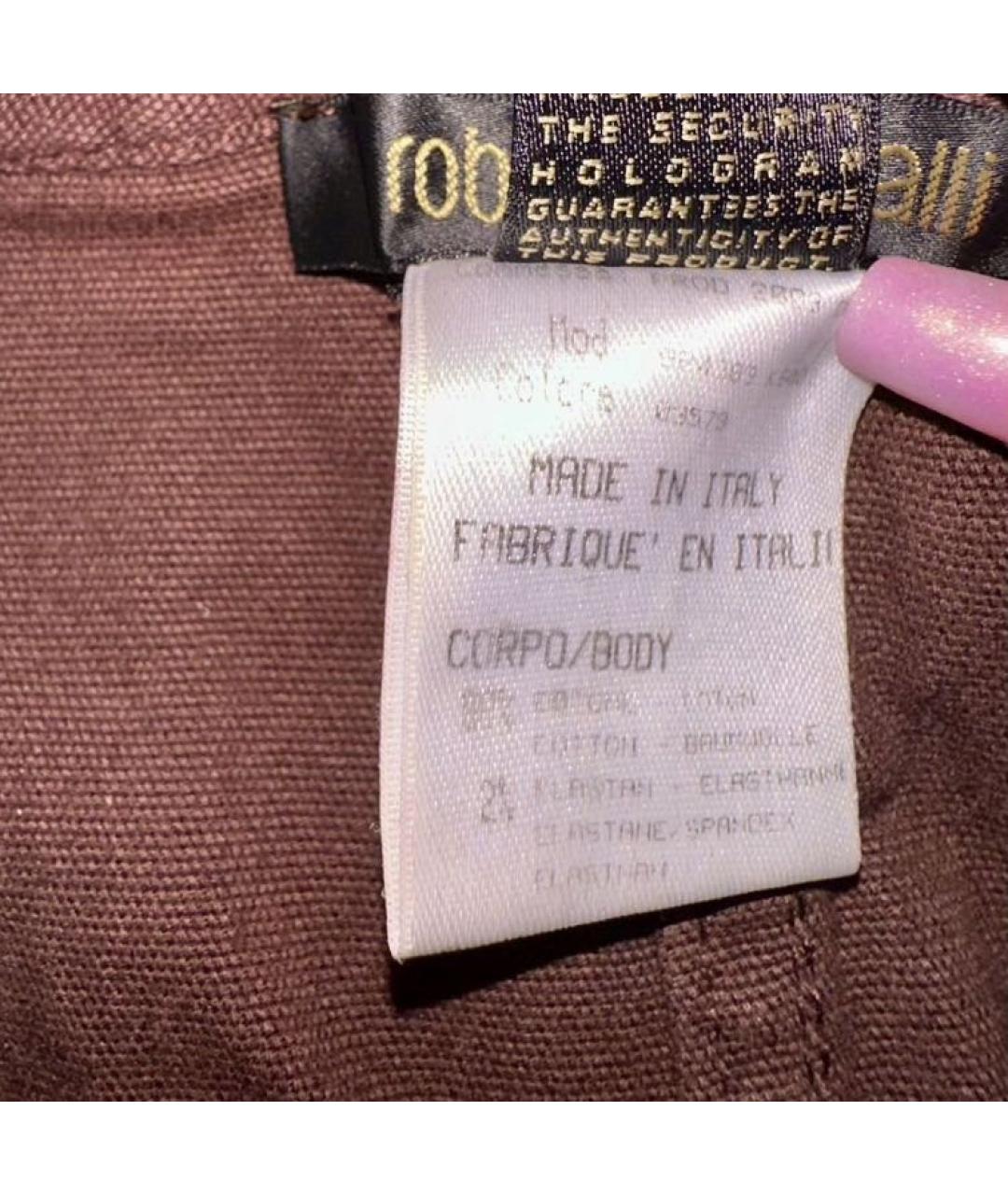 ROBERTO CAVALLI Бордовая хлопко-эластановая юбка мини, фото 7