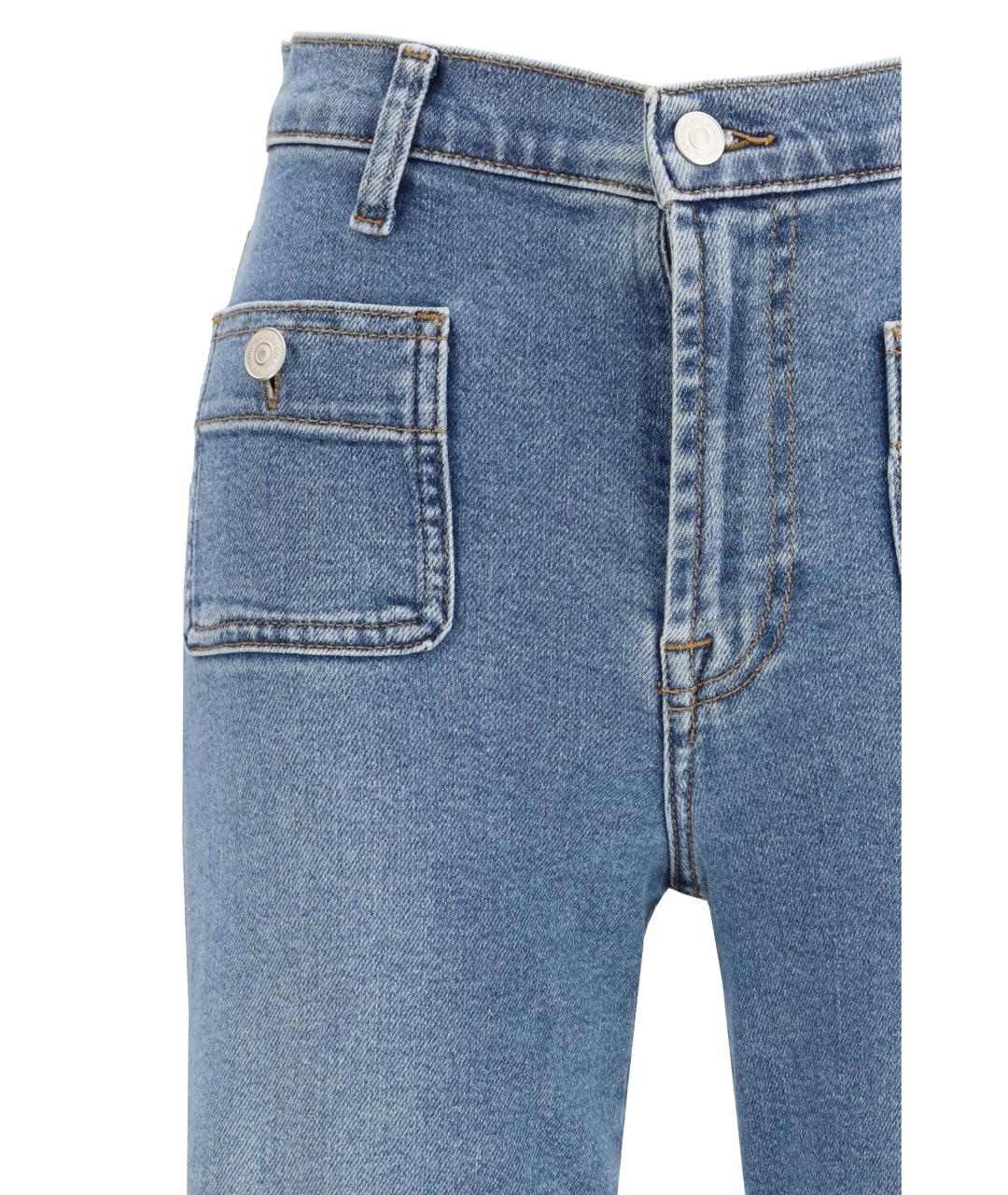 7 FOR ALL MANKIND Голубые хлопковые джинсы клеш, фото 3