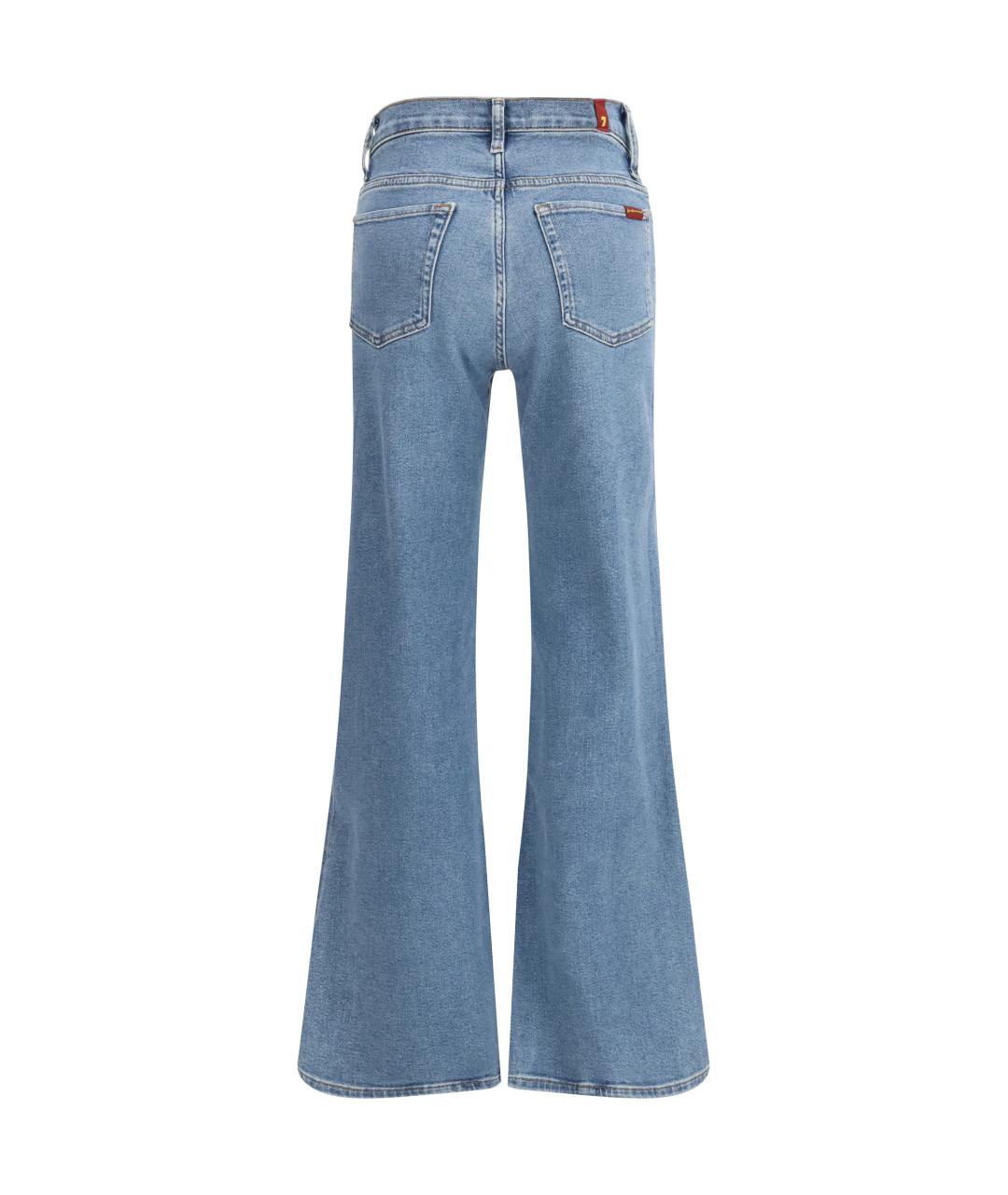 7 FOR ALL MANKIND Голубые хлопковые джинсы клеш, фото 2