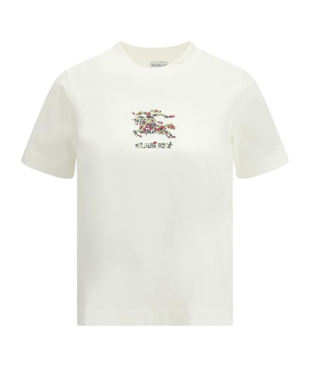 BURBERRY Белая хлопковая футболка, фото 1