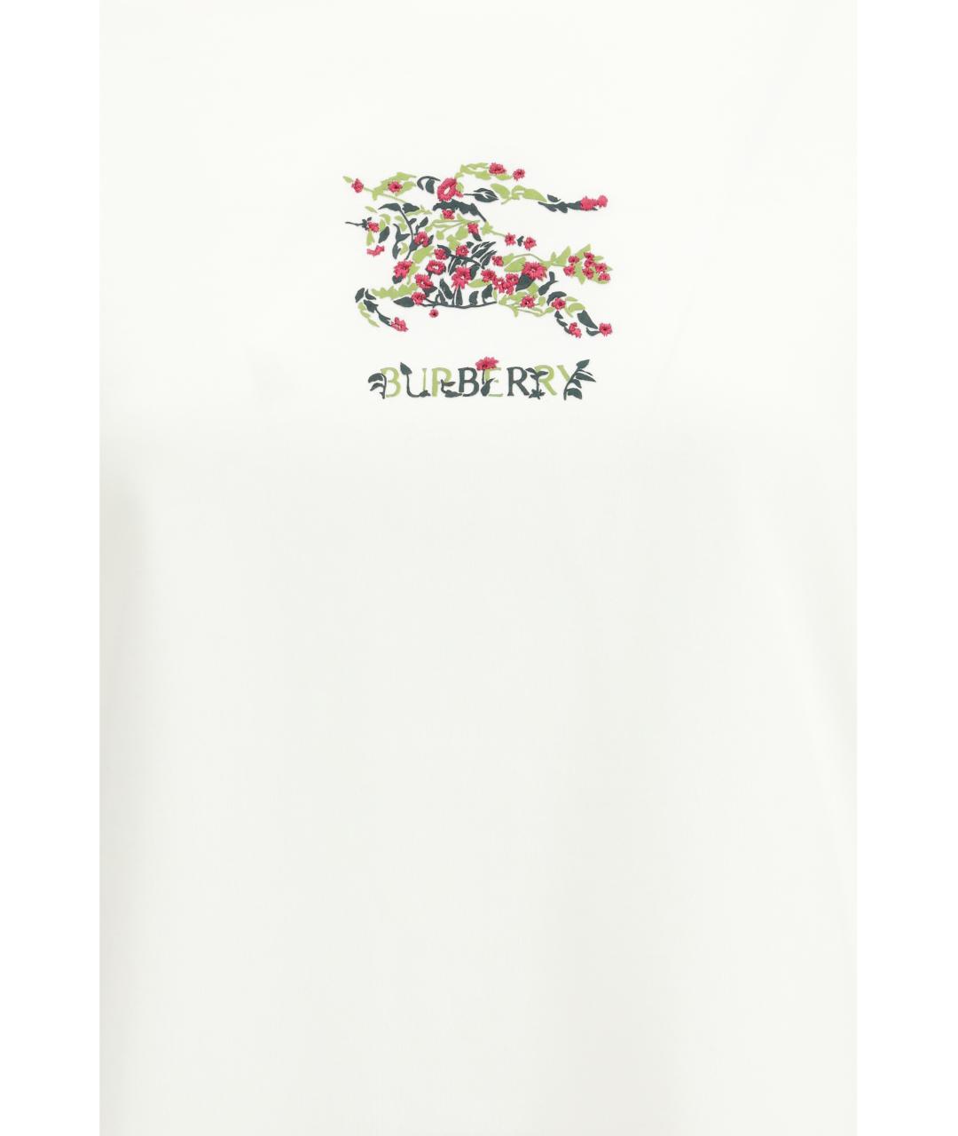 BURBERRY Белая хлопковая футболка, фото 3