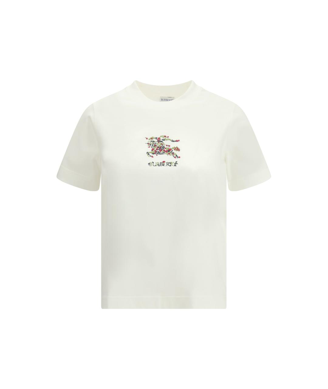 BURBERRY Белая хлопковая футболка, фото 4