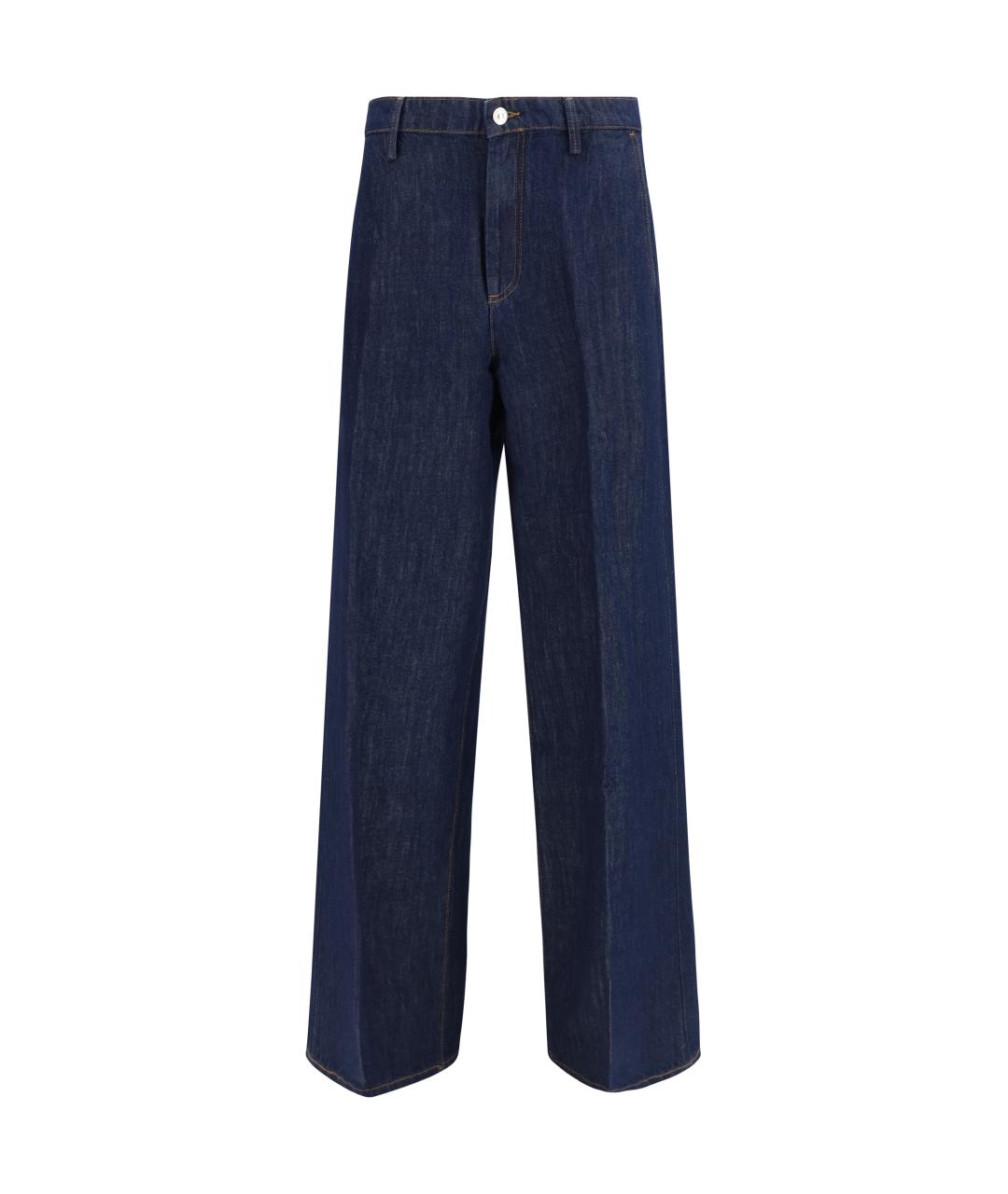 7 FOR ALL MANKIND Темно-синие хлопко-леновые прямые джинсы, фото 1