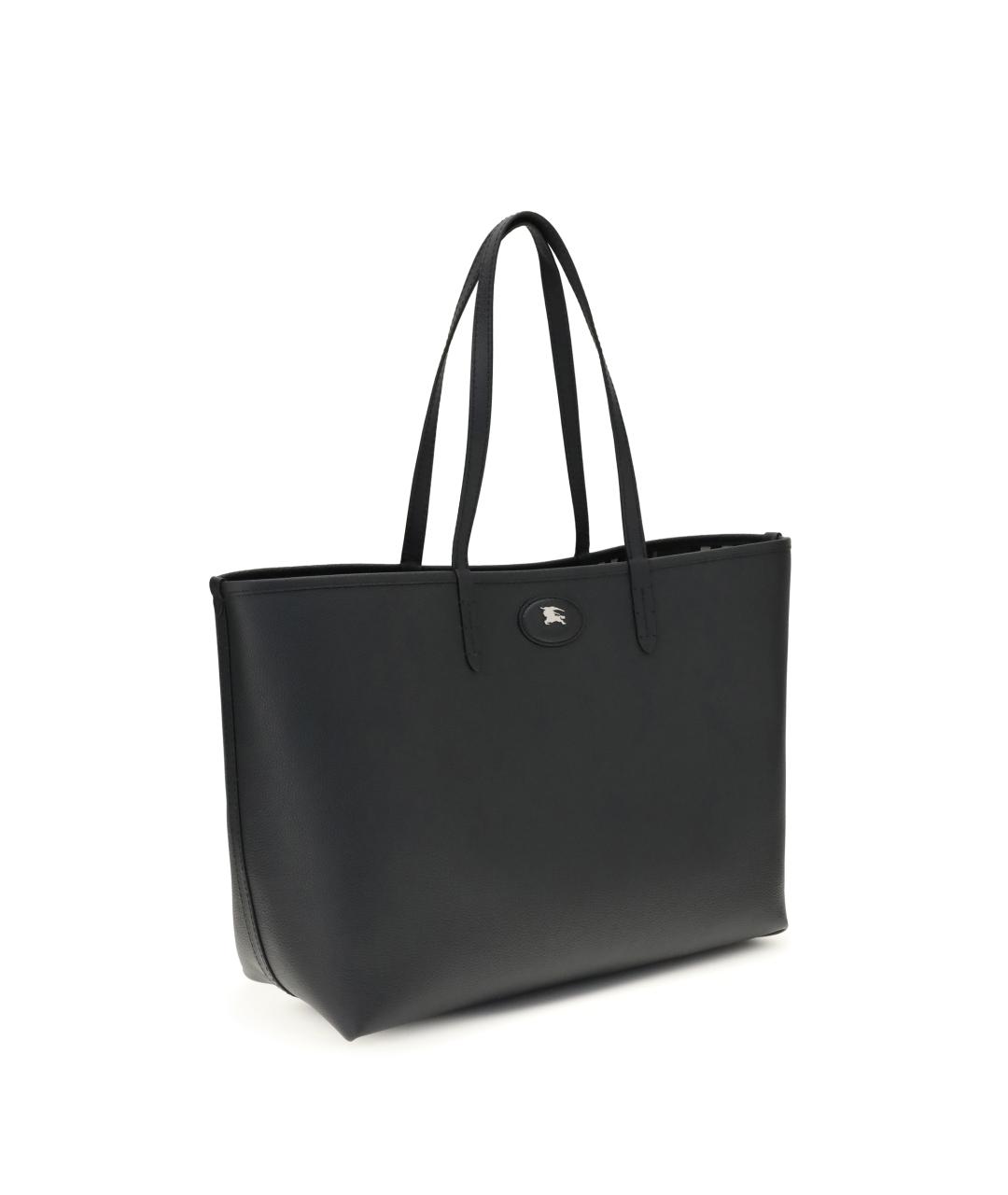 BURBERRY Черная кожаная сумка тоут, фото 2