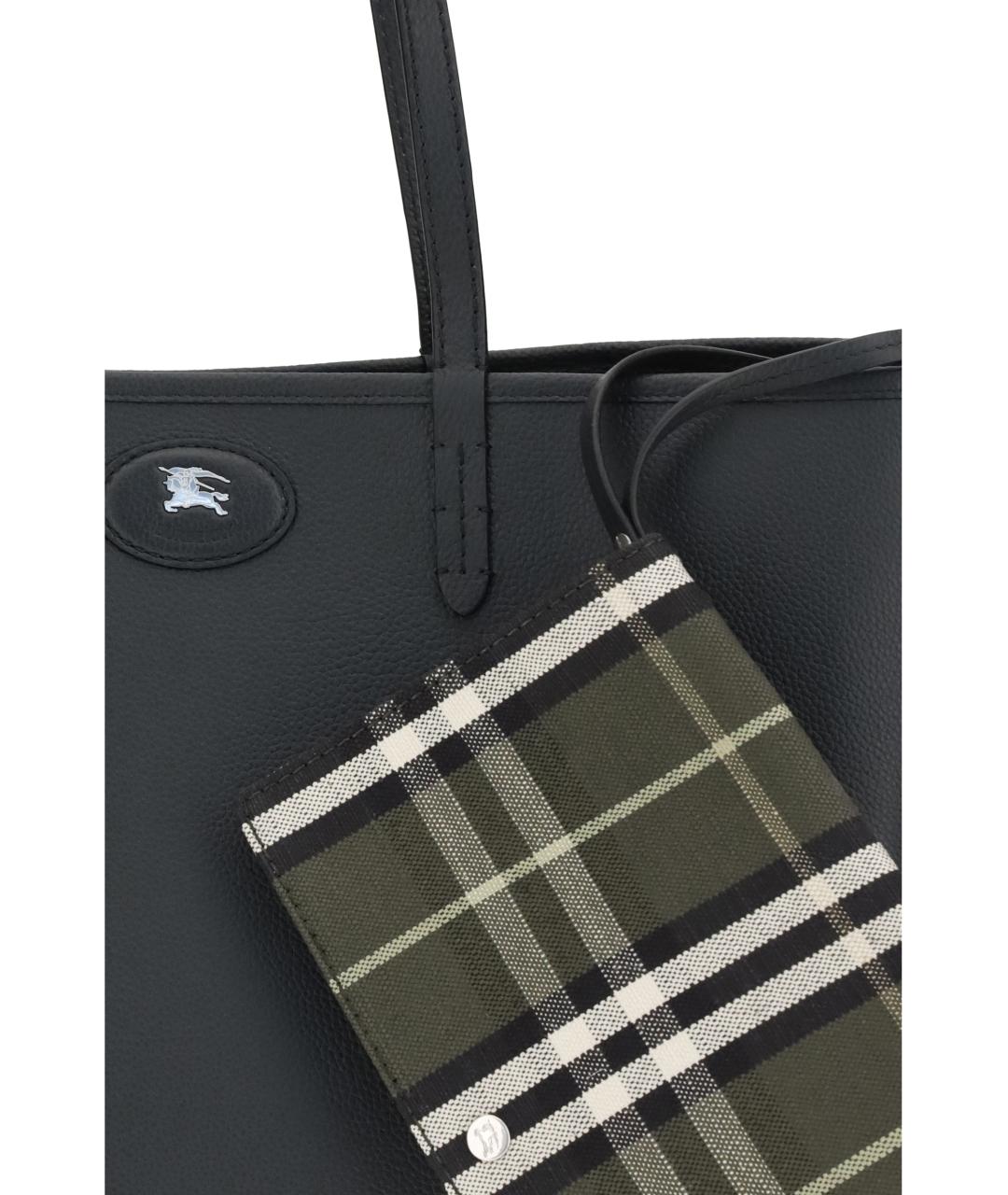 BURBERRY Черная кожаная сумка тоут, фото 4