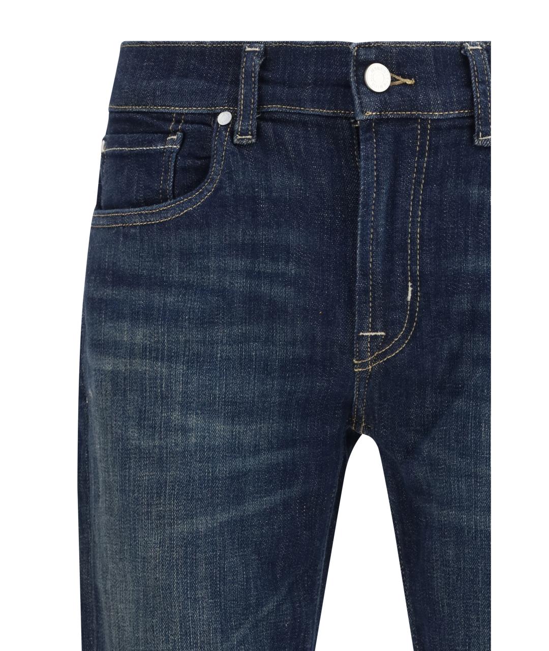 7 FOR ALL MANKIND Темно-синие хлопко-эластановые прямые джинсы, фото 3