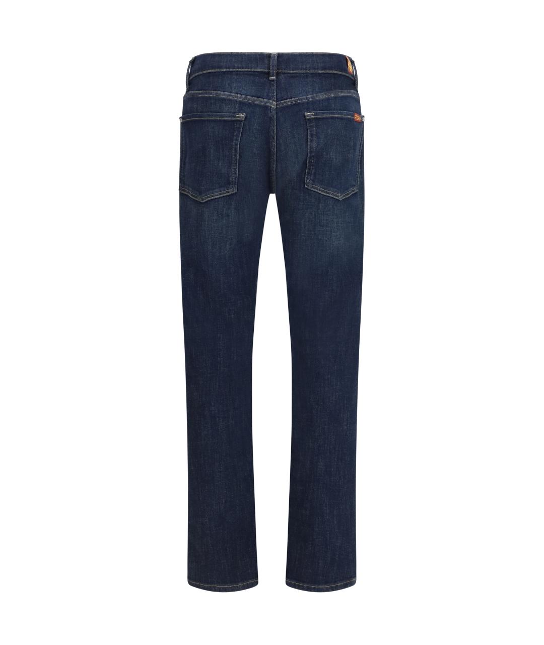 7 FOR ALL MANKIND Темно-синие хлопко-эластановые прямые джинсы, фото 2