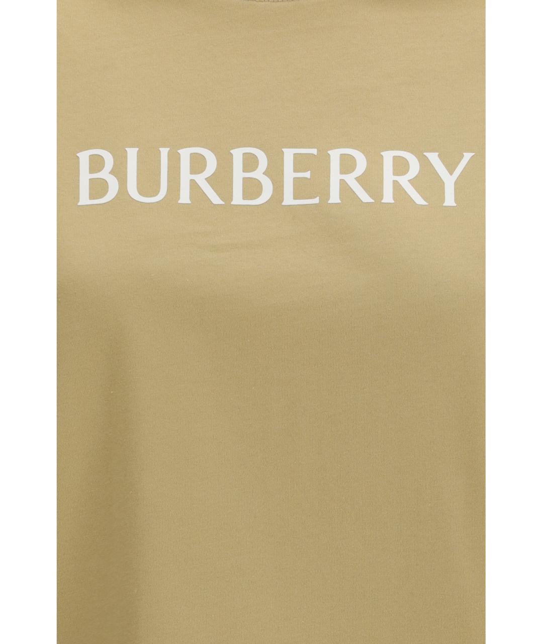 BURBERRY Бежевая хлопковая футболка, фото 3