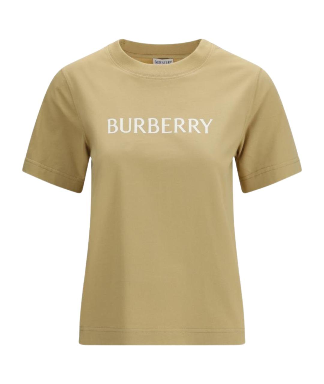 BURBERRY Бежевая хлопковая футболка, фото 1