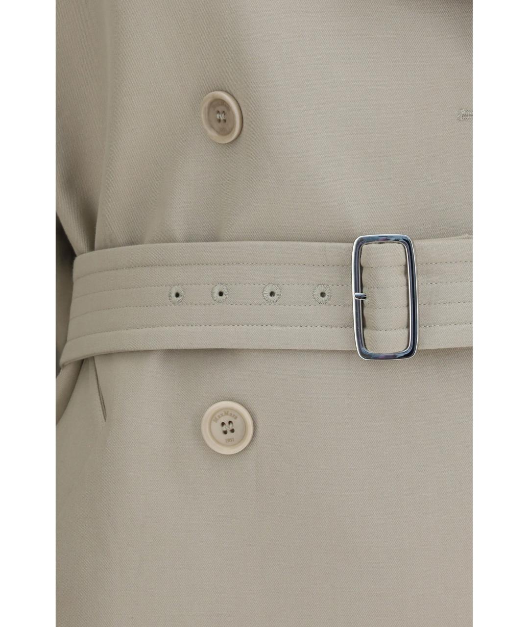 MAX MARA Бежевый хлопковый тренч/плащ, фото 3