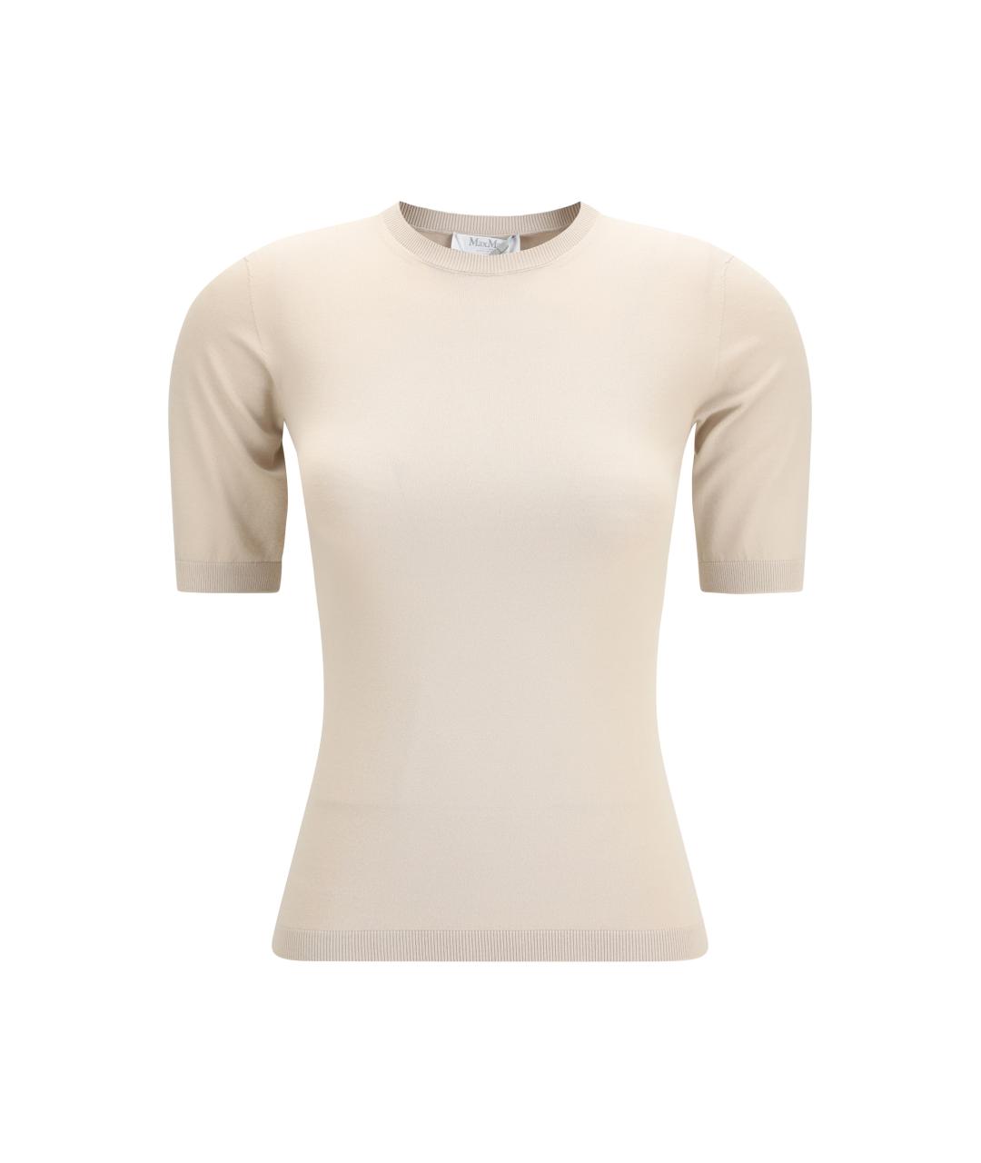 MAX MARA Бежевая вискозная футболка, фото 1