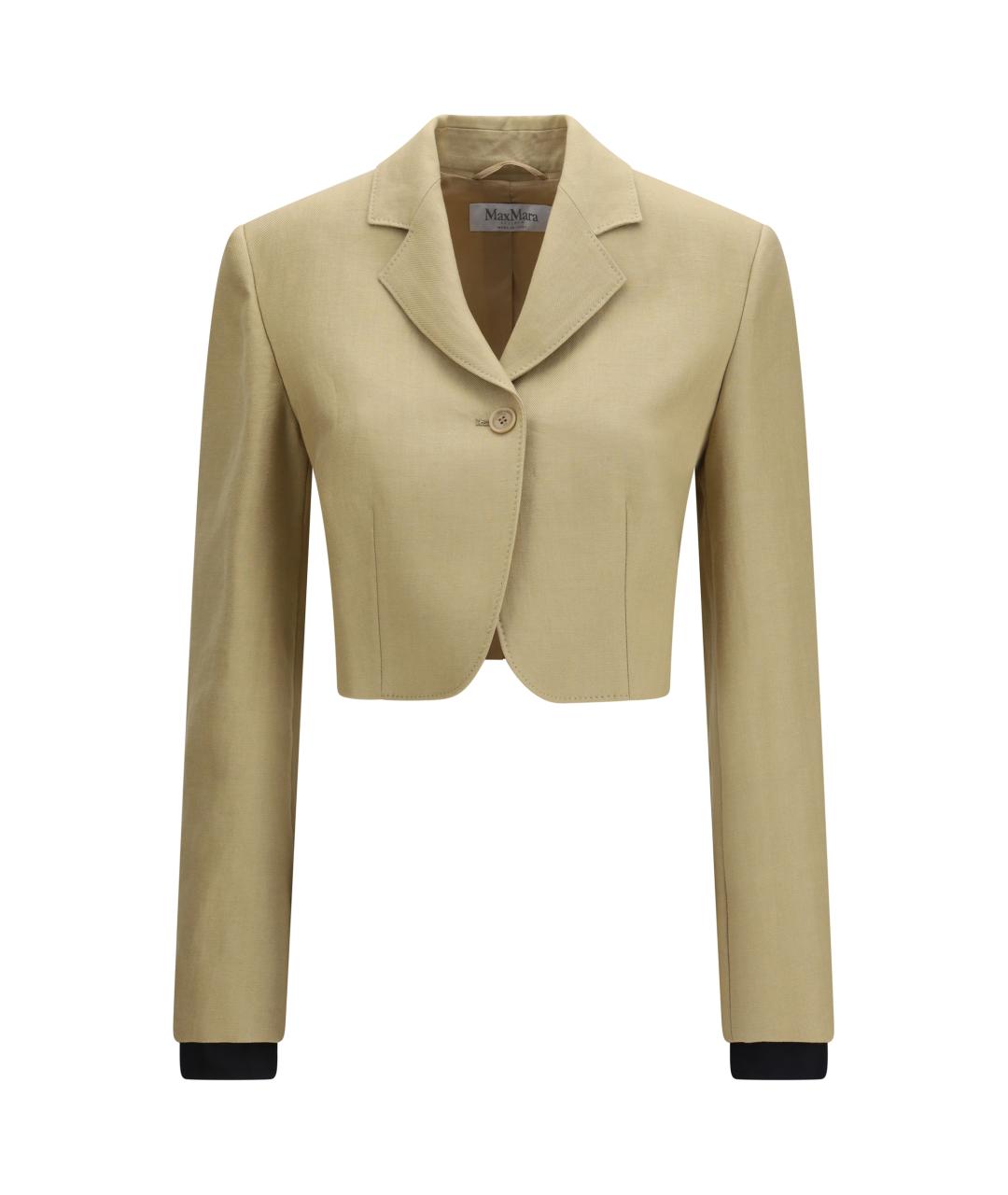 MAX MARA Бежевый льняной жакет/пиджак, фото 1
