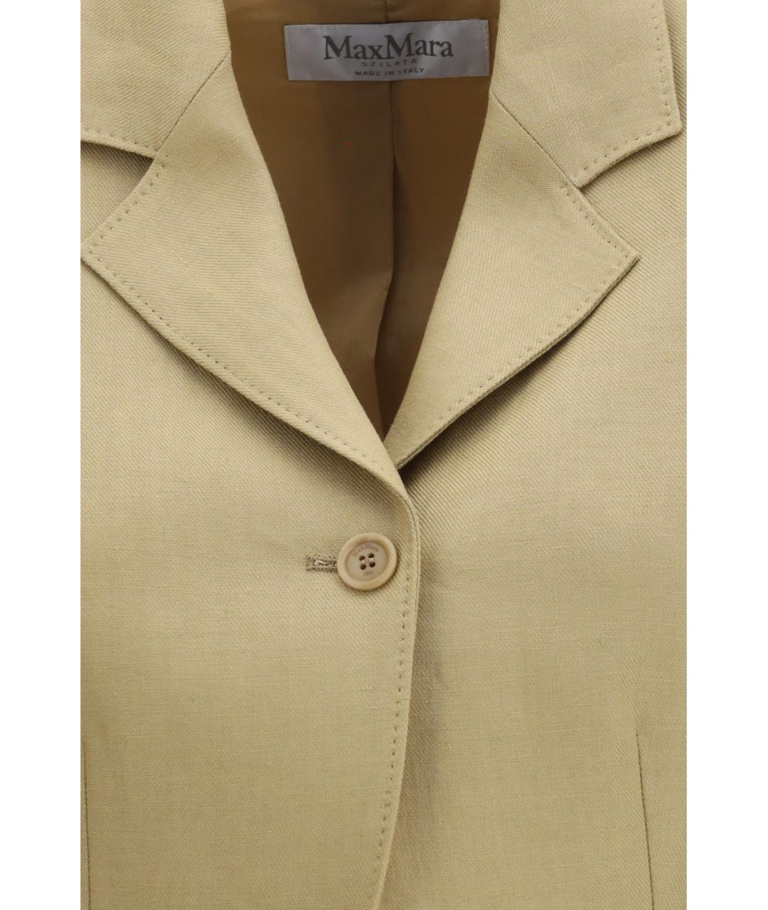 MAX MARA Бежевый льняной жакет/пиджак, фото 3