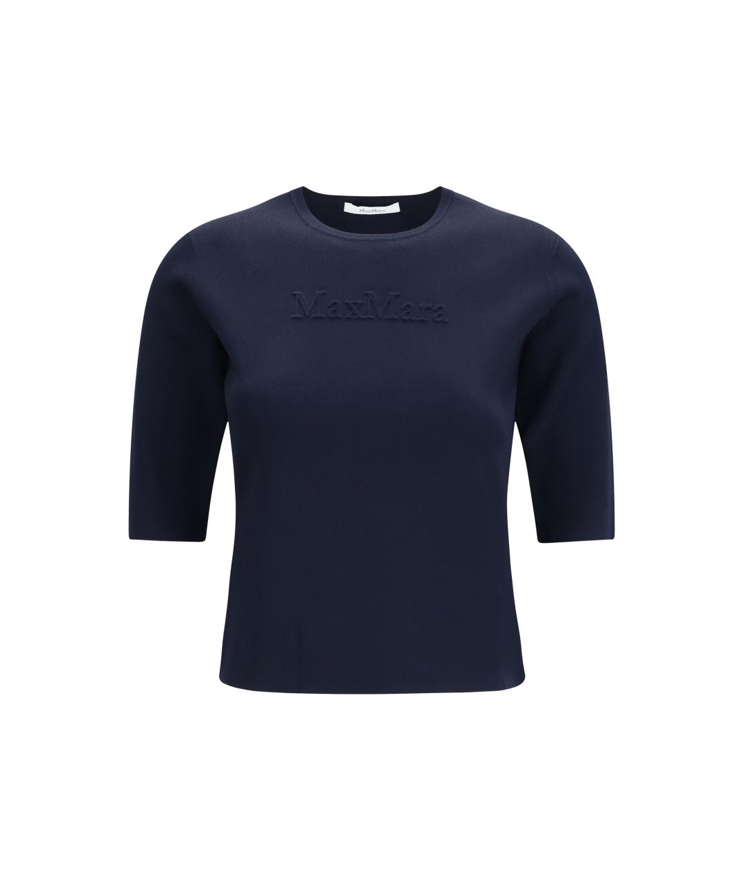 MAX MARA Темно-синяя вискозная футболка, фото 1