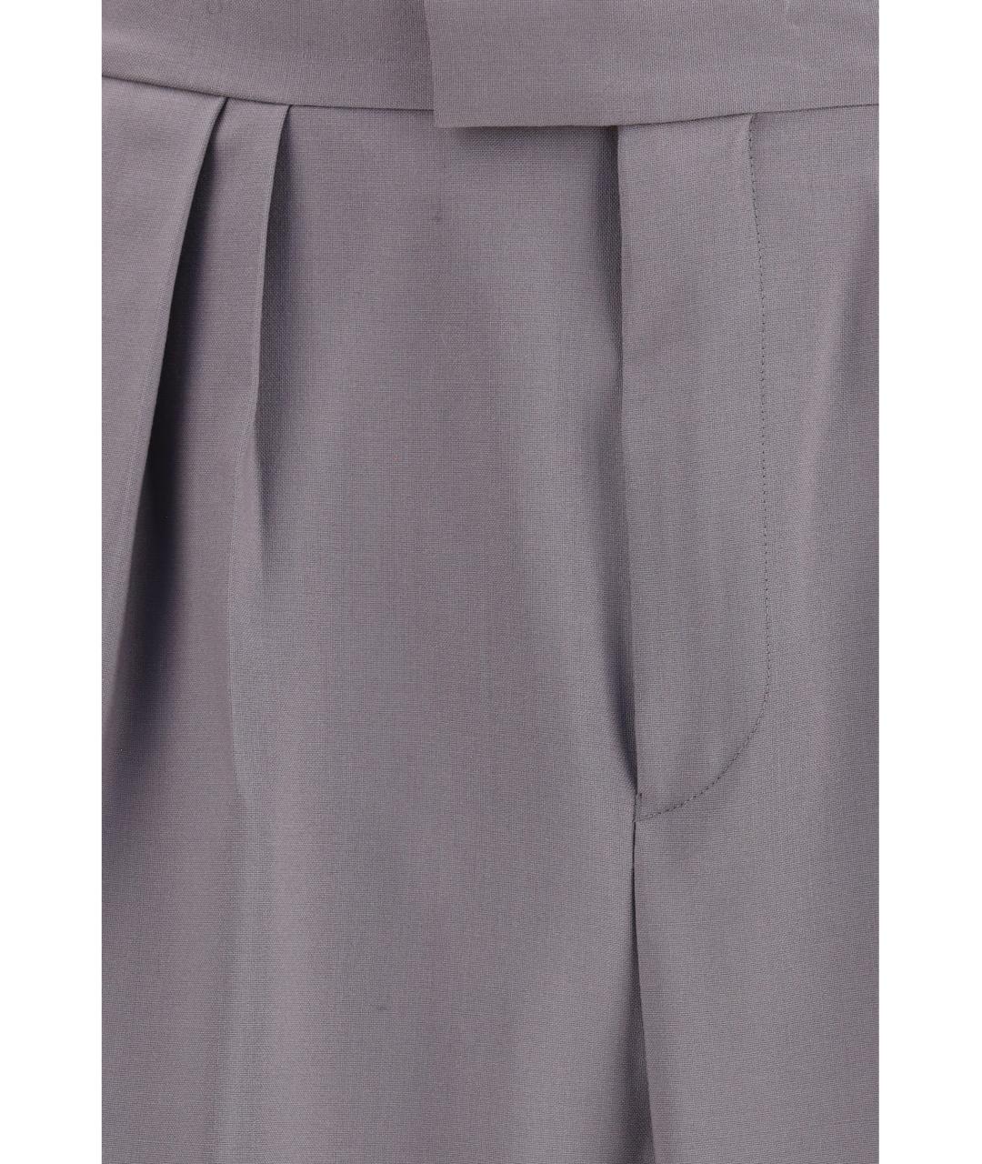 DRIES VAN NOTEN Серые шерстяные повседневные брюки, фото 3