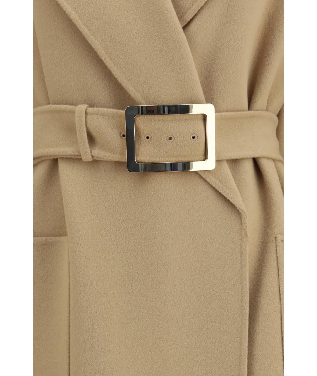 SPORTMAX Бежевое шерстяное пальто, фото 3