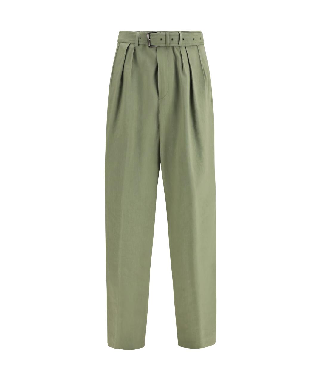 DRIES VAN NOTEN Салатовые шерстяные повседневные брюки, фото 1