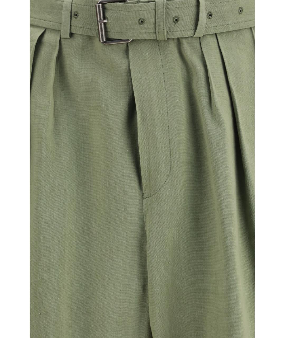 DRIES VAN NOTEN Салатовые шерстяные повседневные брюки, фото 3