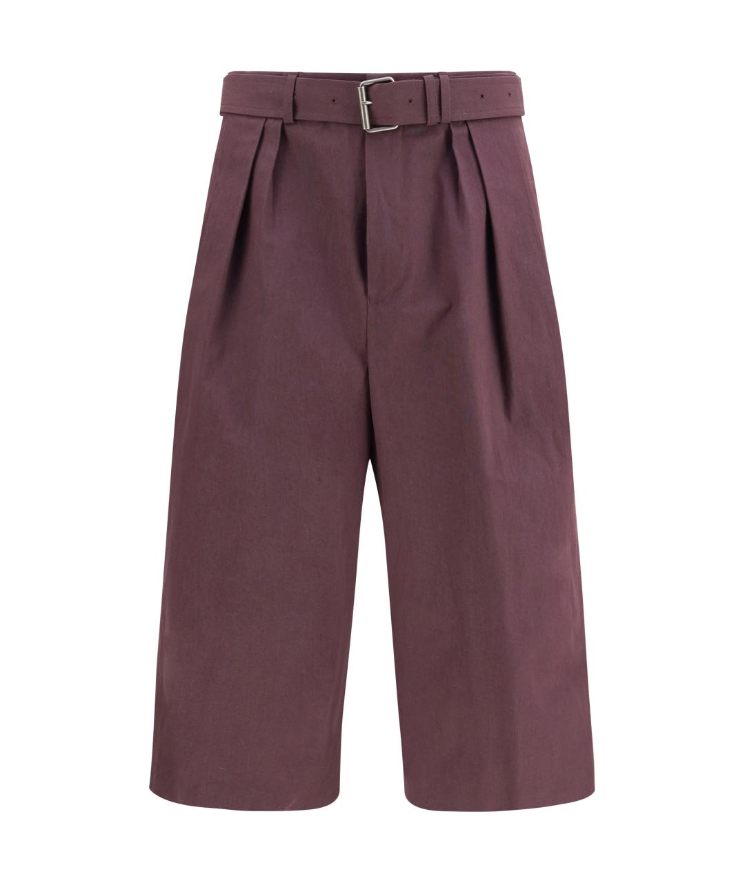 DRIES VAN NOTEN Бордовые хлопковые шорты, фото 1