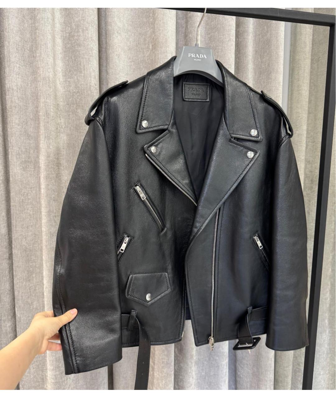 PRADA Черная кожаная куртка, фото 3