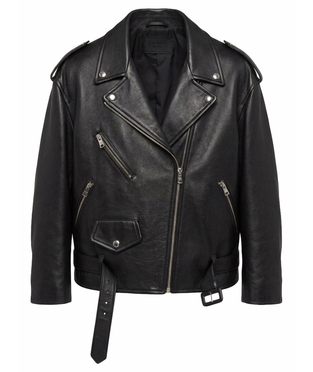 PRADA Черная кожаная куртка, фото 1