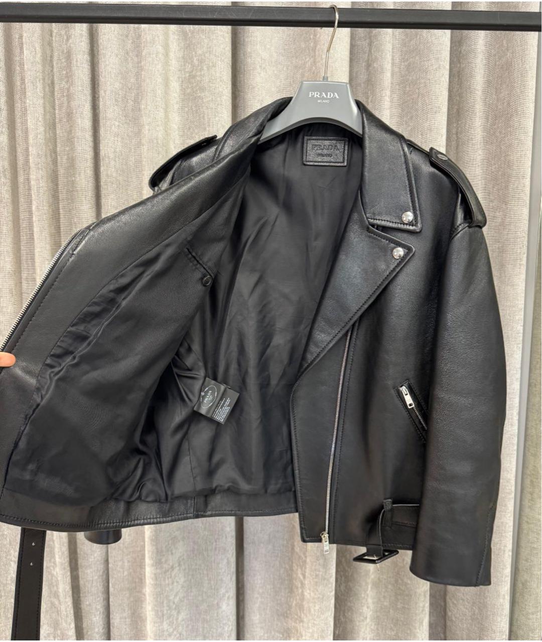PRADA Черная кожаная куртка, фото 4