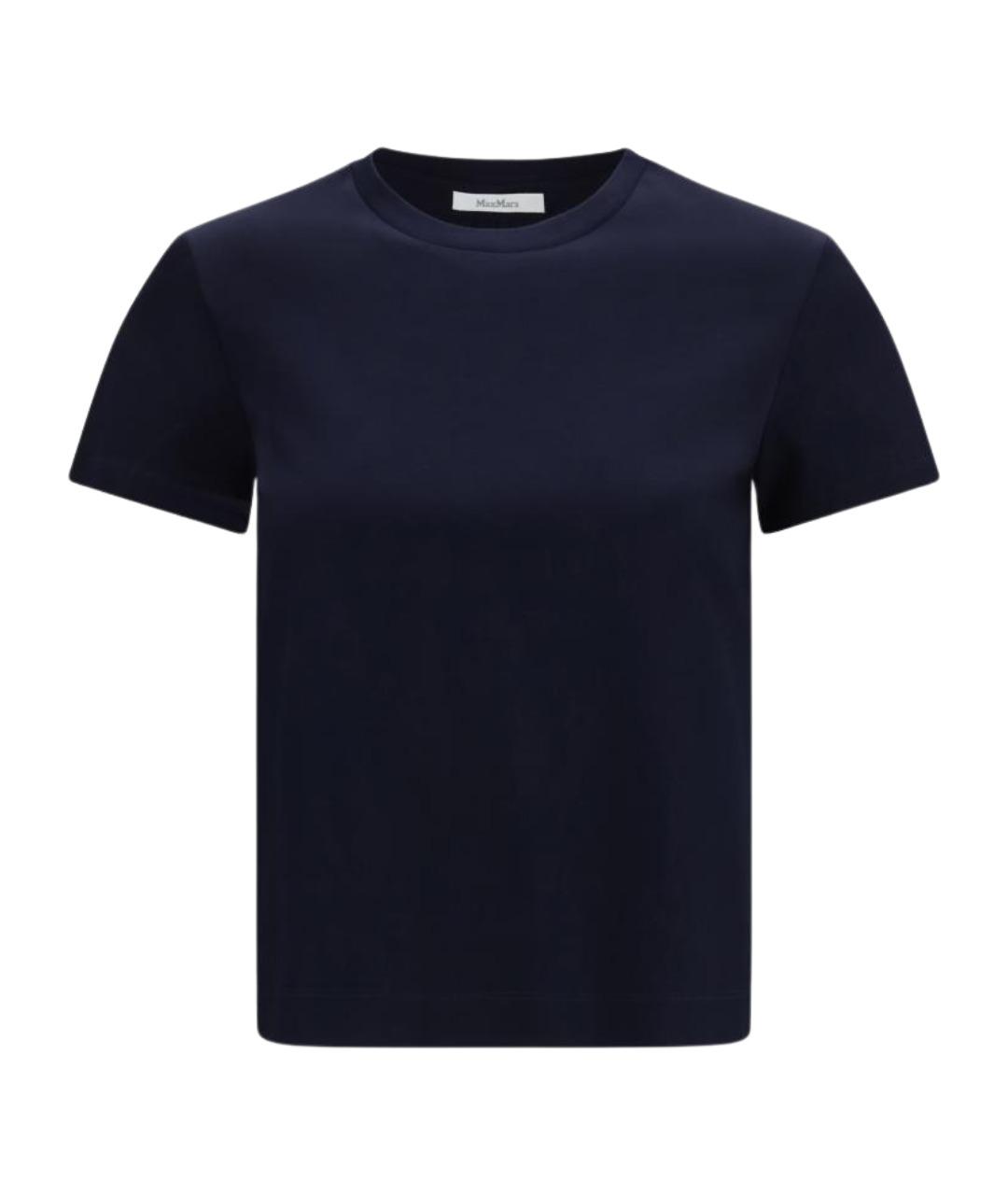 MAX MARA Темно-синяя хлопковая футболка, фото 1
