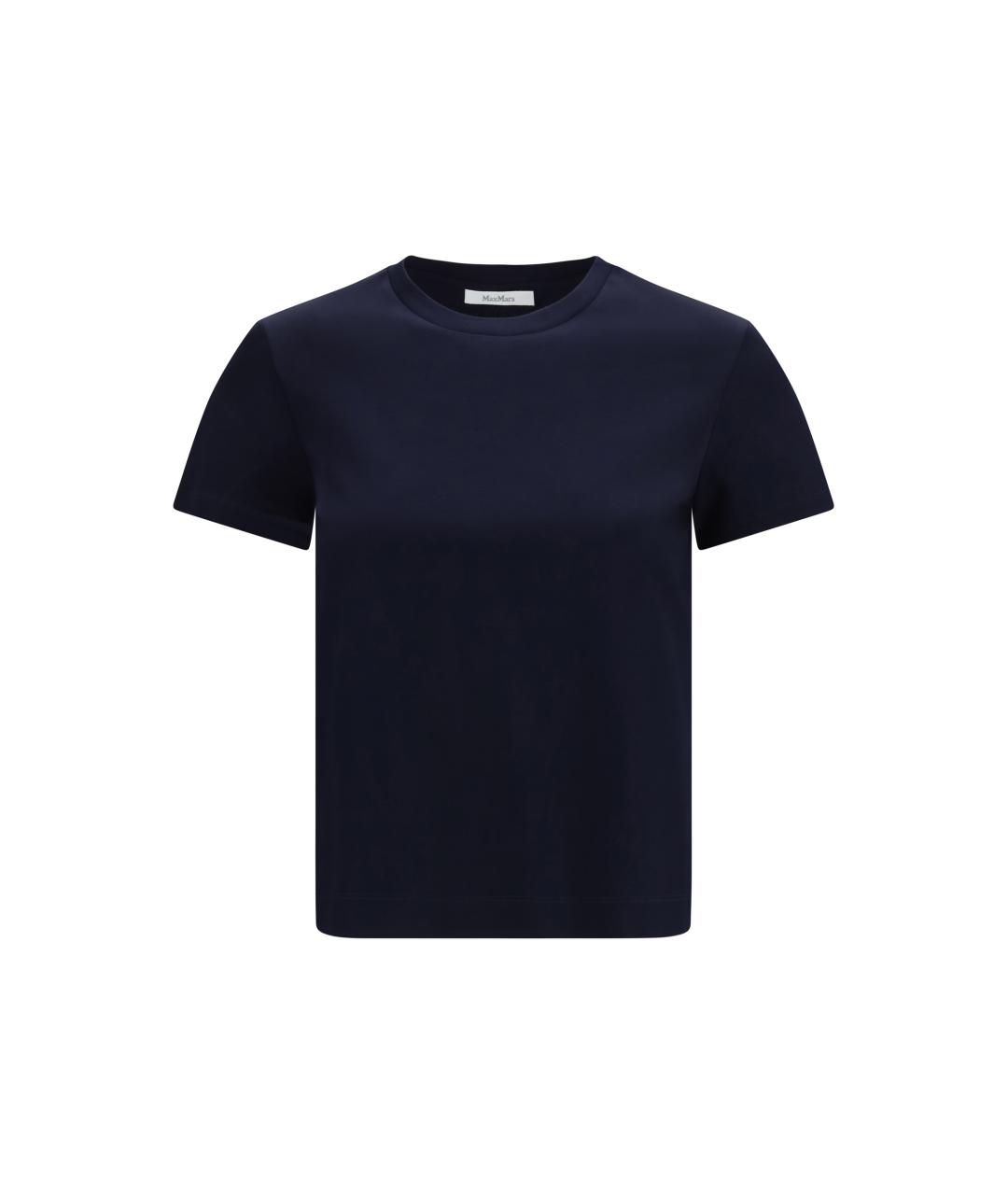 MAX MARA Темно-синяя хлопковая футболка, фото 4
