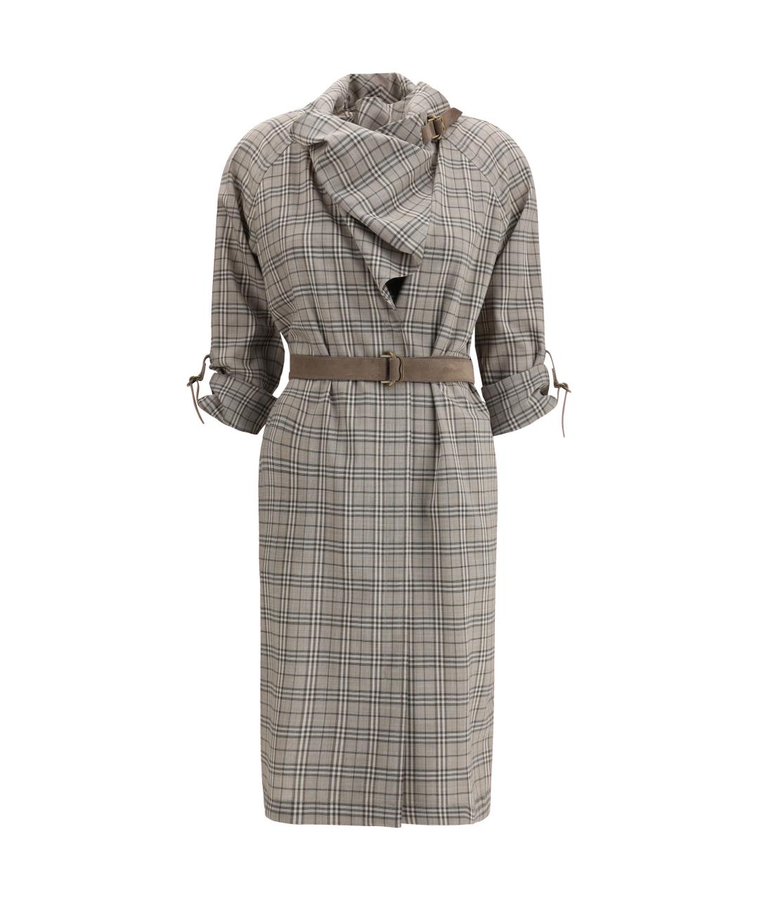 BURBERRY Серое шерстяное повседневное платье, фото 1