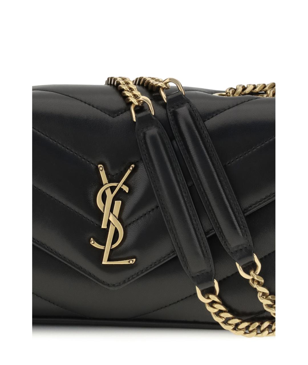 SAINT LAURENT Черная кожаная сумка через плечо, фото 4