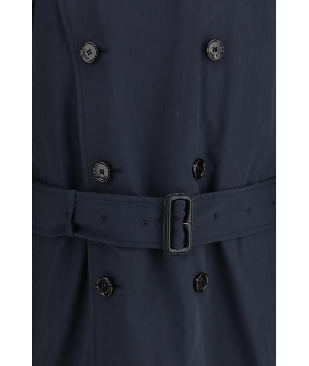 BURBERRY Темно-синий полиэстеровый тренч / плащ, фото 3